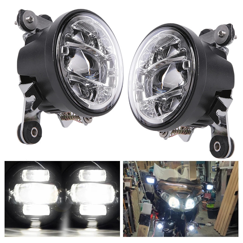 2x Chrome LED Driving Fog Lights lamps For Honda Goldwing GL 1800 2002-2010