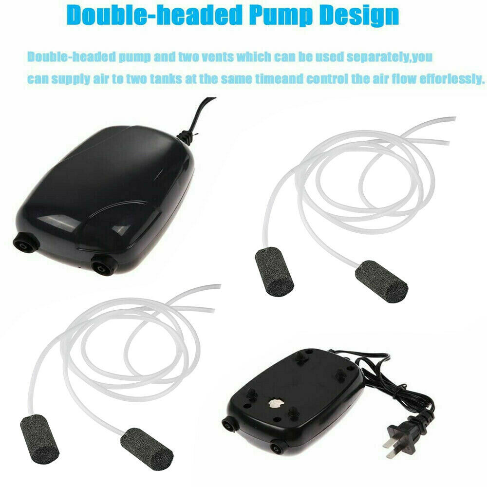 New Air Pump Large Aquarium Fish Tank Pump Hydroponic Oxygen 2 Outlet 5W Pump