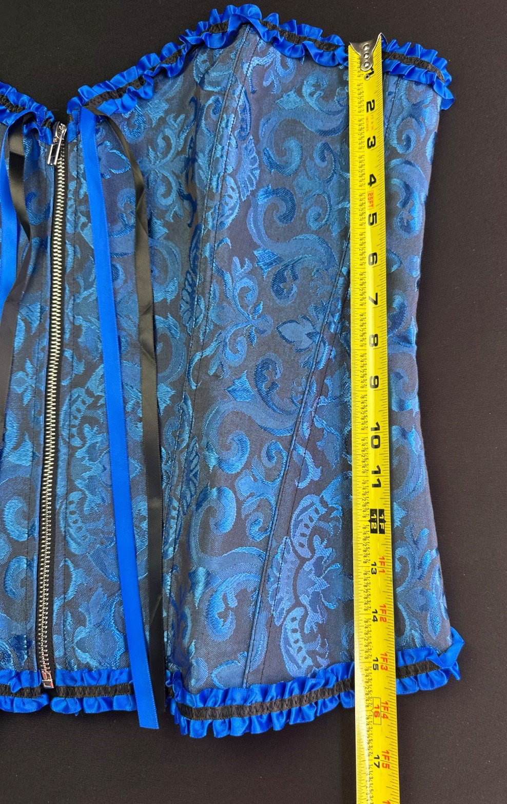 Blue Lace Corset Top XXL Lace Up Whimsigoth Renaissance Vamp Witchy Bustier Goth