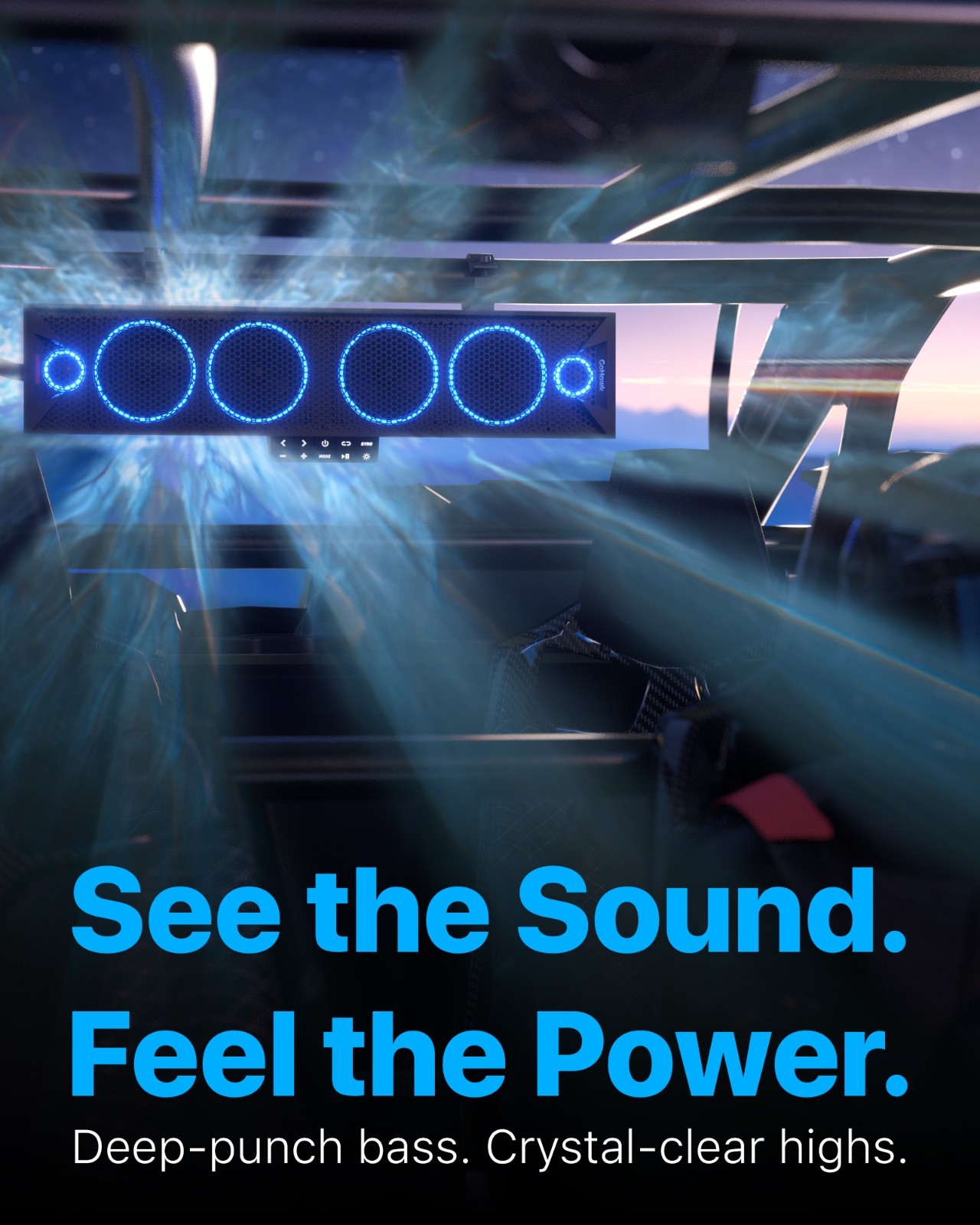 Waterproof Bluetooth UTV Sound bar Speakers RZR Polaris 500W Audio Radio System