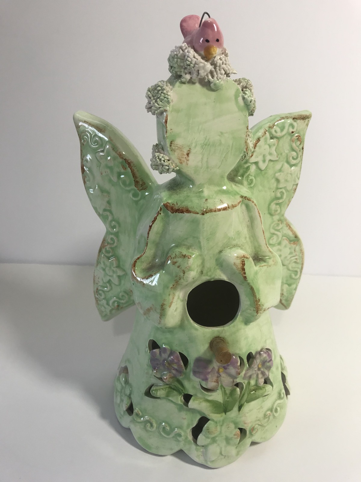 Midwestern Home WHIMSICAL GARDEN ANGEL BIRDHOUSE 10" TALL Ceramic Hanging