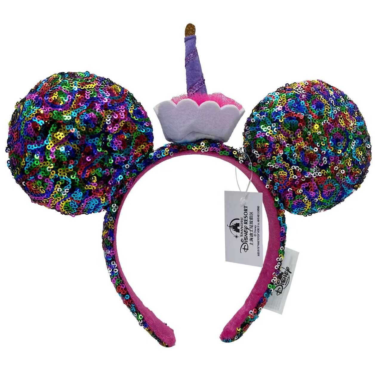 Disney-Parks Headband Birthday Cake Colorful Sequins Mickey Minnie Mouse Ears