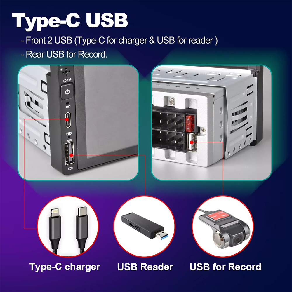 Single Din Car Stereo Wireless Apple Carplay 6.9 Touchscreen Bluetooth Radio Usb