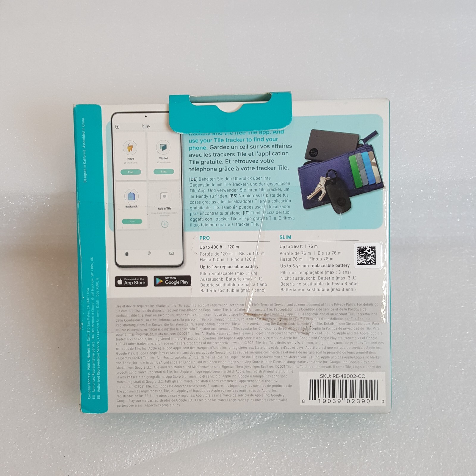 Tile Performance 2-pack 1 Pro 1 Slim Bluetooth Tracker Item Locator & Finder New