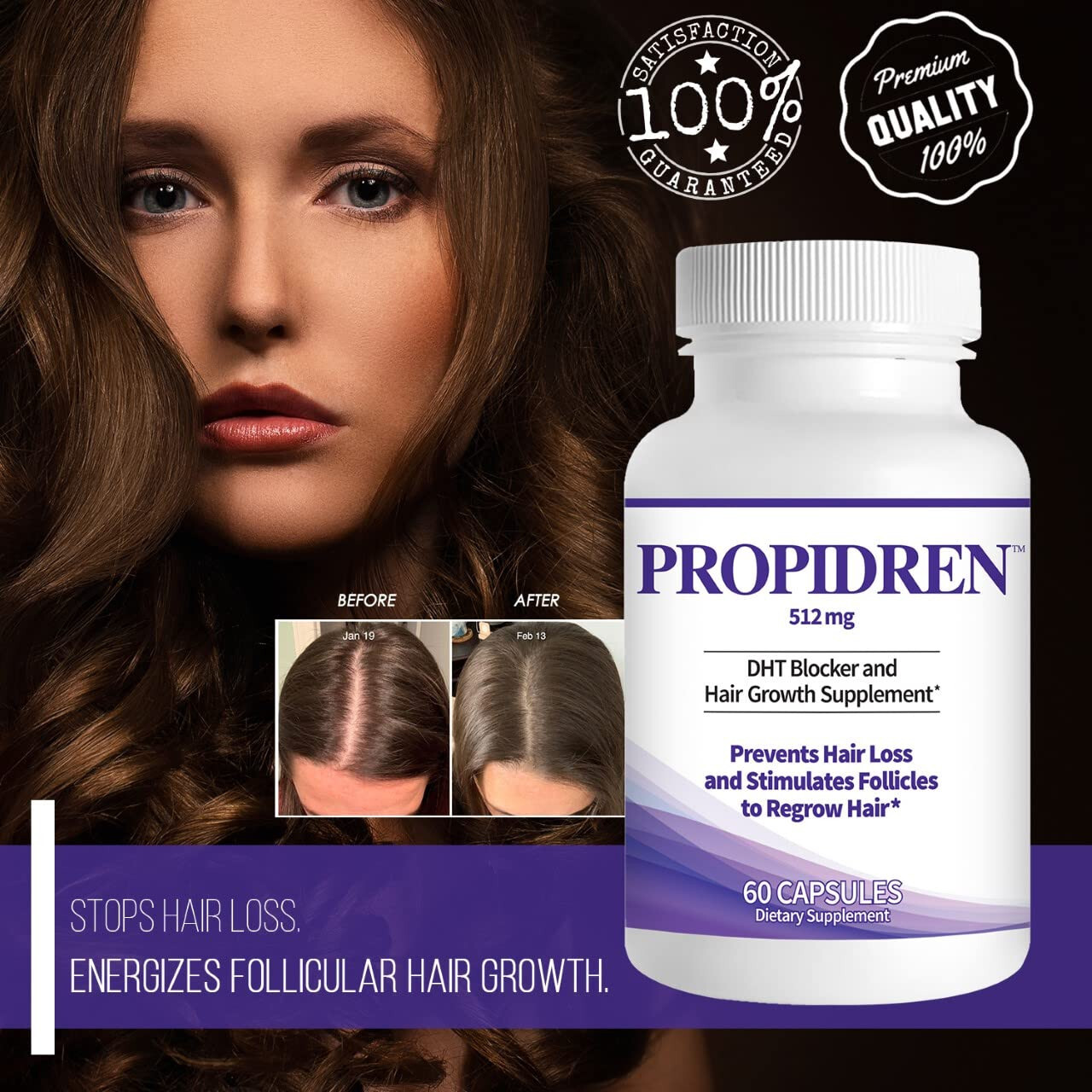 Propidren by HairGenics - DHT Blocker with Saw Palmetto To Prevent Hair Loss
