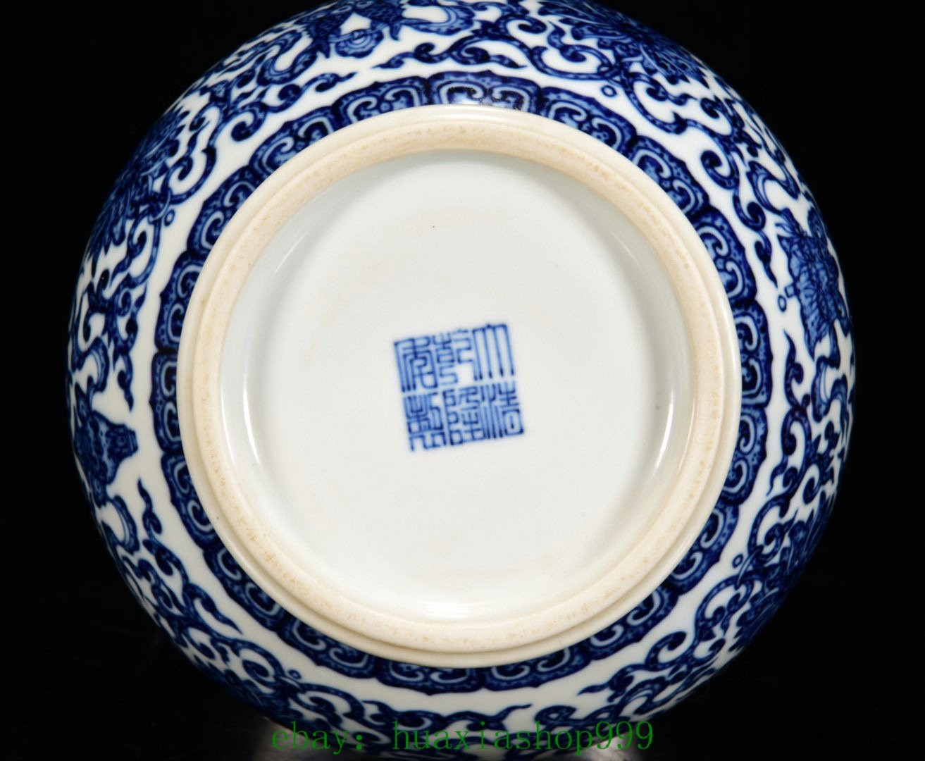 11.4"Old Qianlong Marked Blue White Porcelain Lotus Flower Pattern Bottle Vase