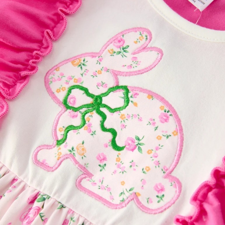 NEW Boutique Easter Bunny Rabbit Girls Floral Sleeveless Ruffle Dress