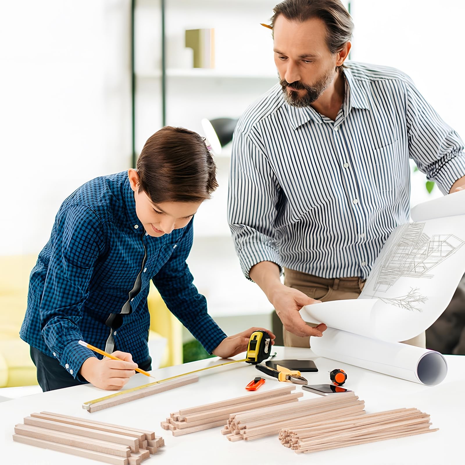 Balsa Wood Sticks, Balsa Wood Strips, 20 PCS 1/2" x 12" Square Wooden Dowel R...