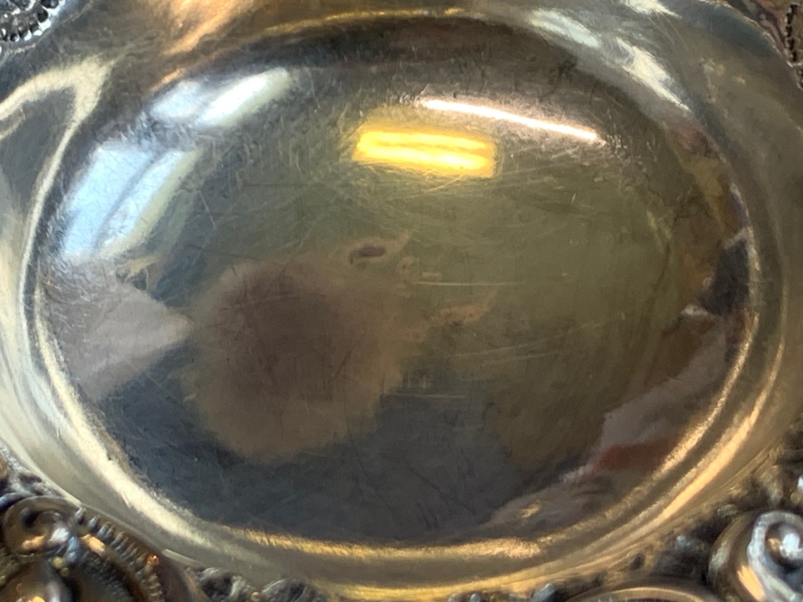 Antique Sterling Silver Condiment Dish Master Salt Cellar 37.84g Floral Repousse