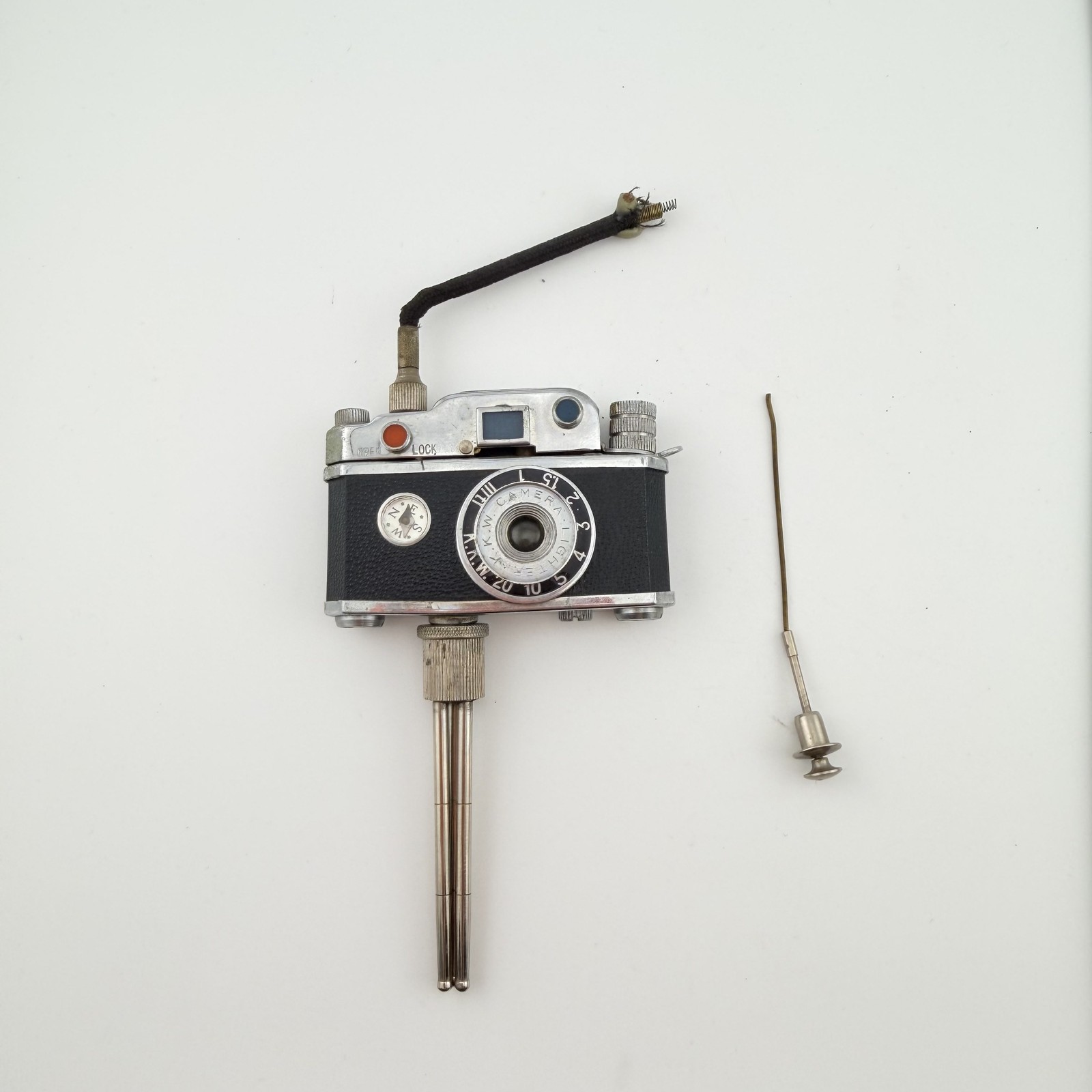 Vintage K.K.W. Camera Lighter Photo-Flash with Tripod & Compass Japan