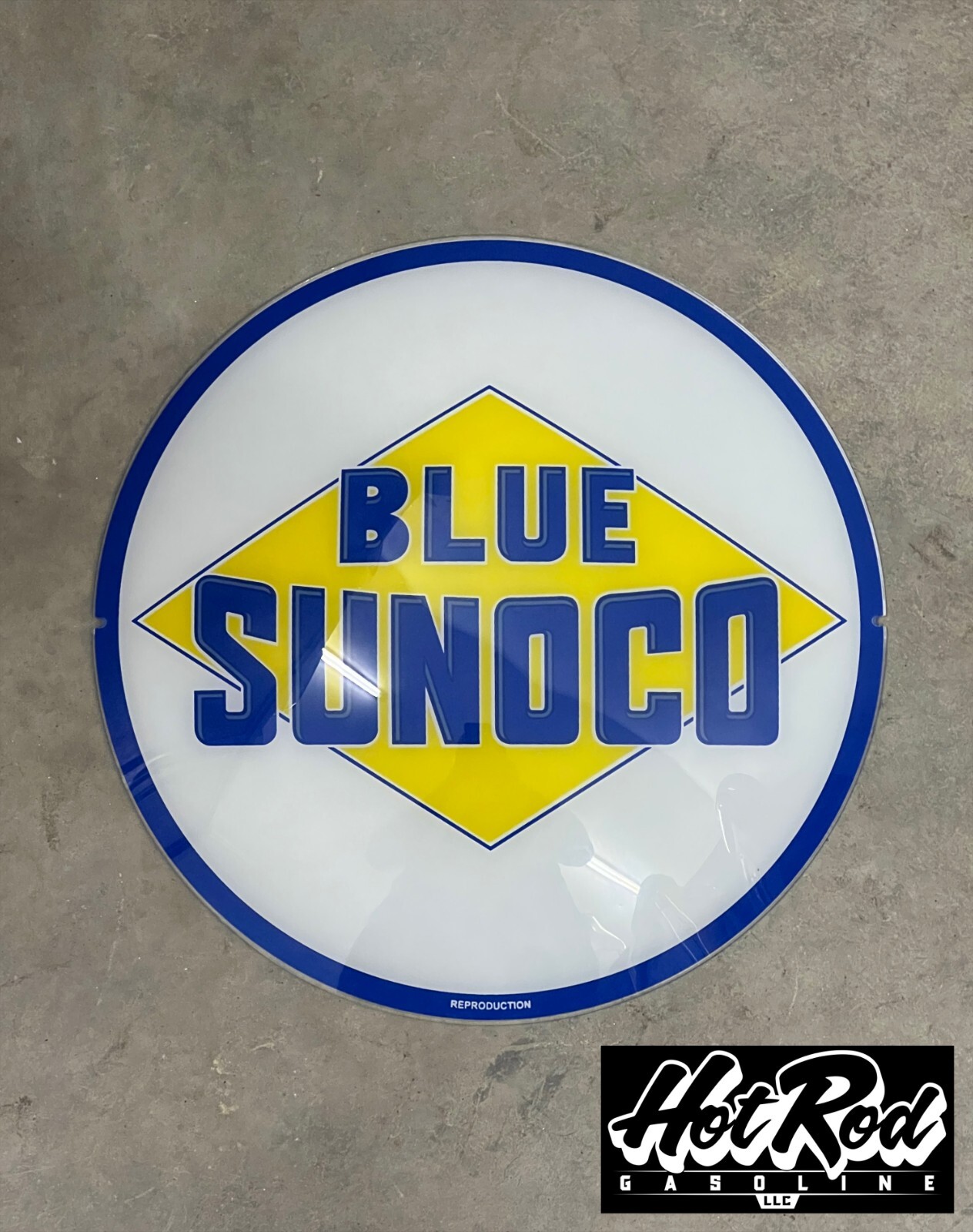 BLUE SUNOCO Reproduction 13.5" Gas Pump Globe Face / Lens
