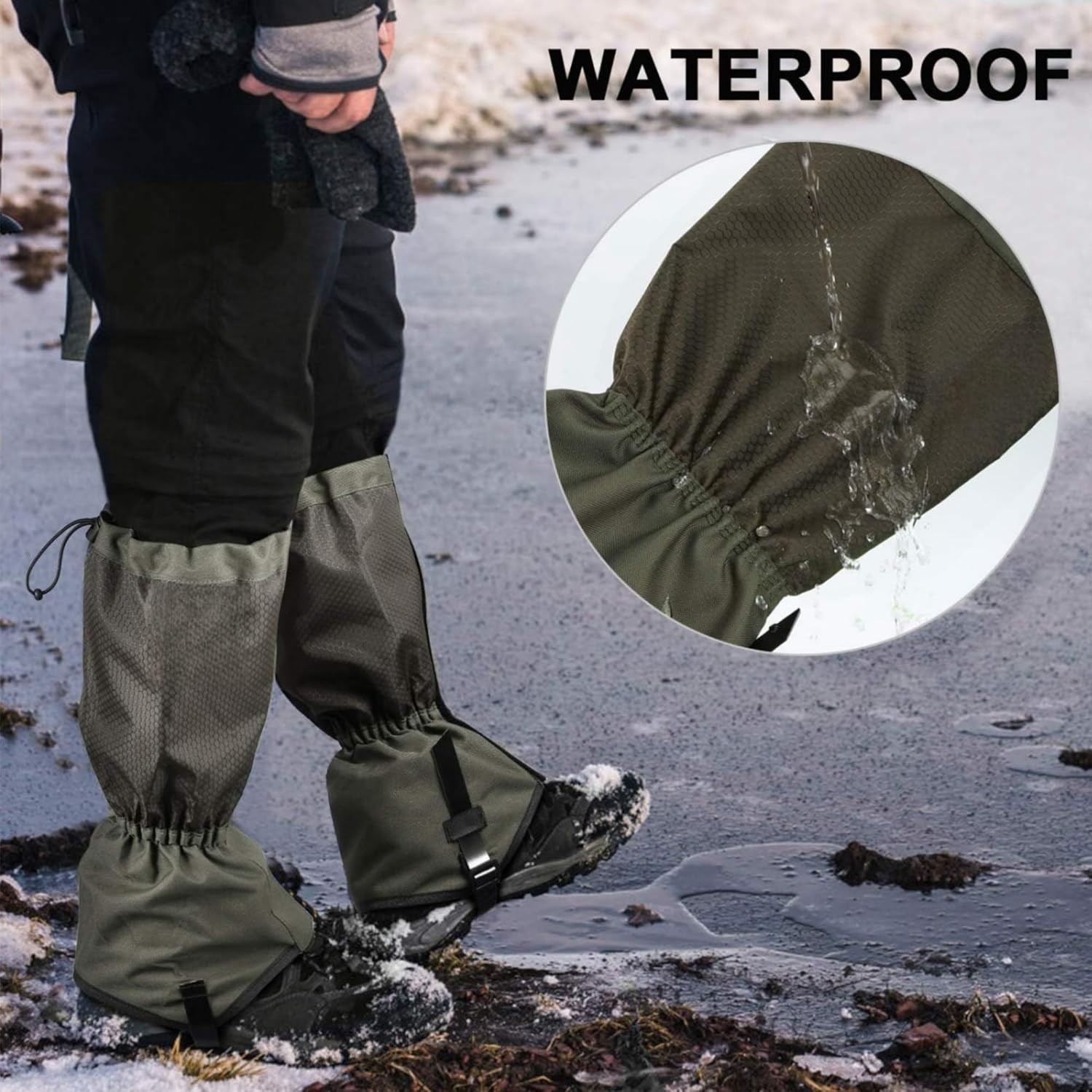 Adjustable Leg Gaiters for Men Women,Snow Boot Guard Gators,Shoe Gaiters,Waterpr