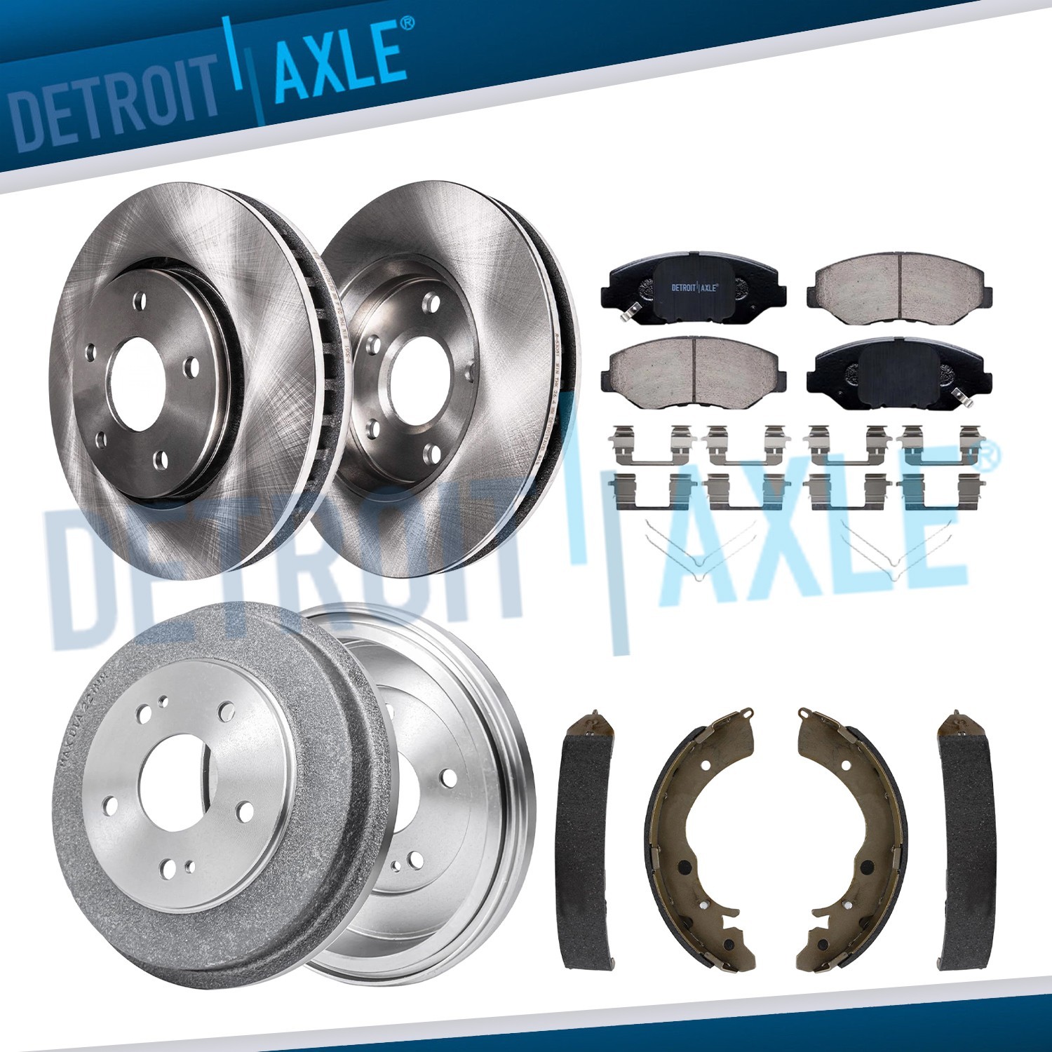 11.10'' Front Disc Brake Rotors Drums Brake Pads Shoes Kit for Honda Accord Fit