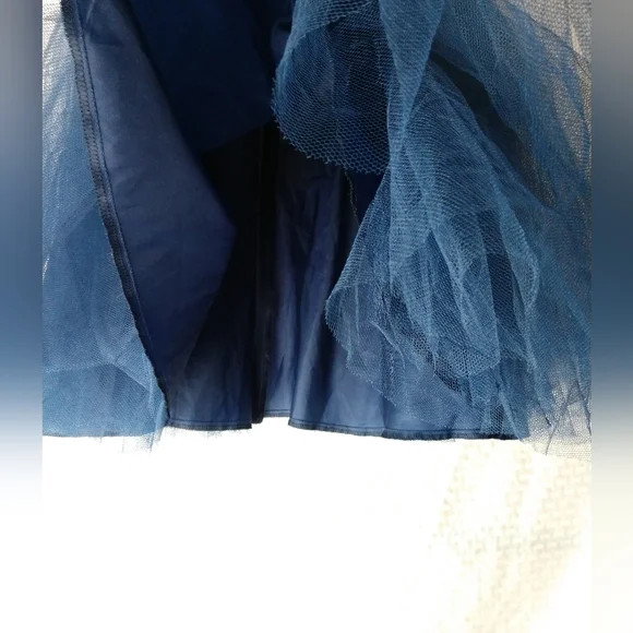 Blue Tulle Underskirt Petticoat Elastic Waist Size Medium