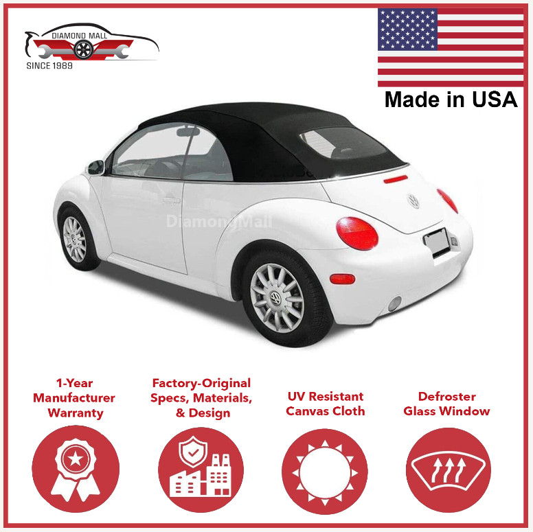 Convertible Soft Top Fits 2003-2010 Volkswagen VW Beetle w/DOT Window, TOPFAST