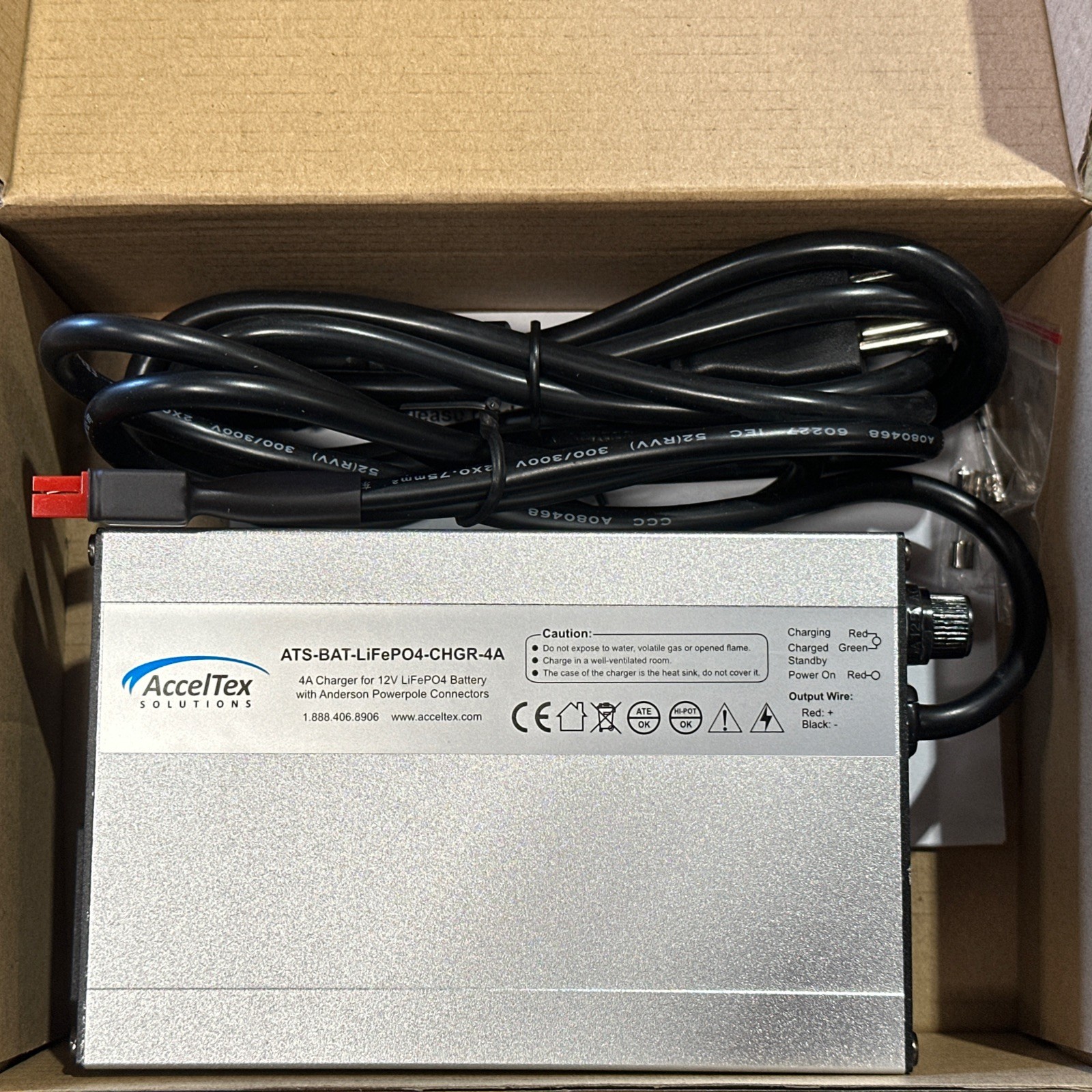 🔴 AccelTex ATS-BAT-LiFePO4-CHGR-4A 12V LiFePO₄ Battery Charger – NEW‼️