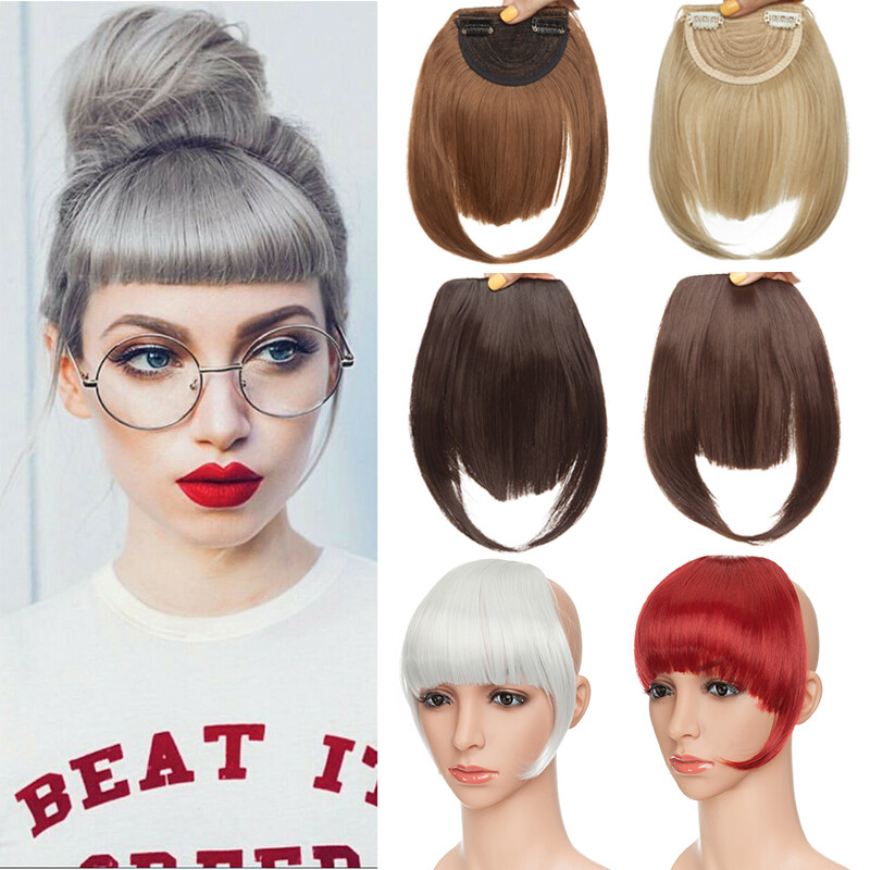 Thin Neat Bangs AS Remy Human Hair Extensions Clip in on Fringe Front Hairpiece