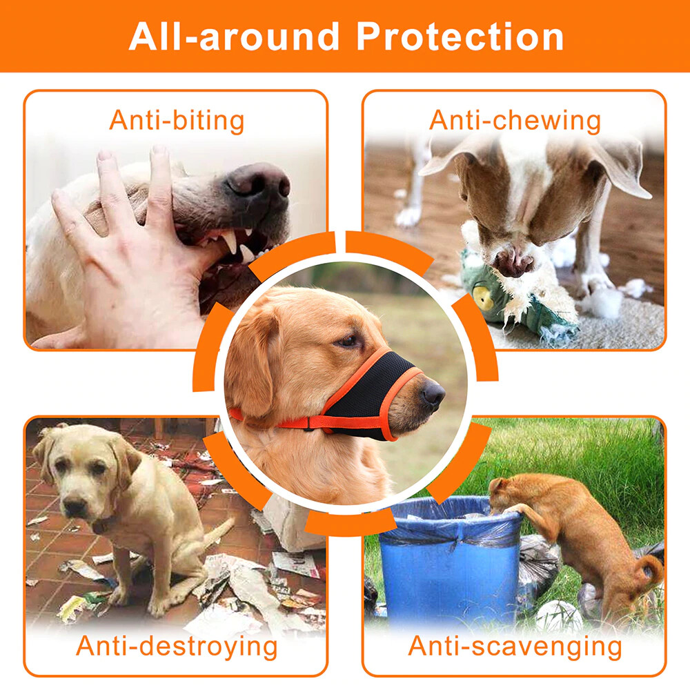 MUZZLE MESH Dog Pet adjustable strap anti bite bark chew Safety soft breathable