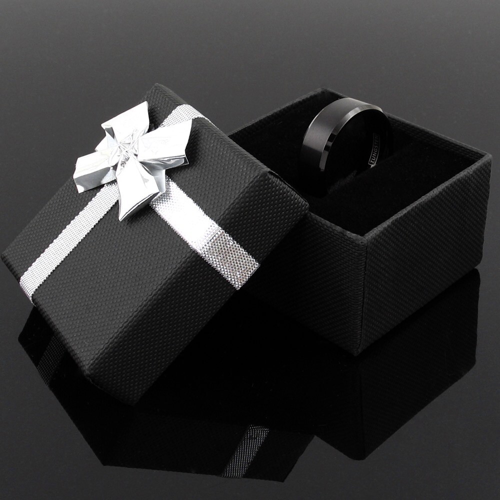 6/8mm Black Tungsten Carbide Brushed Comfort Fit Wedding Band Ring Men's-Women's