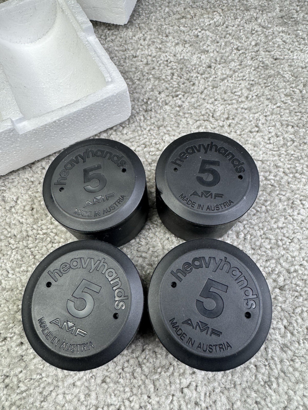 Vintage AMF Heavyhands 5 lbs Aerobic Weights Set of 4 Black USA w/ Box