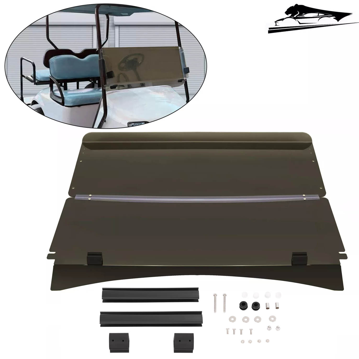 For 2014 + EZGO TXT Golf Cart Fold Down Folding Tinted Windshield W/ Hardware