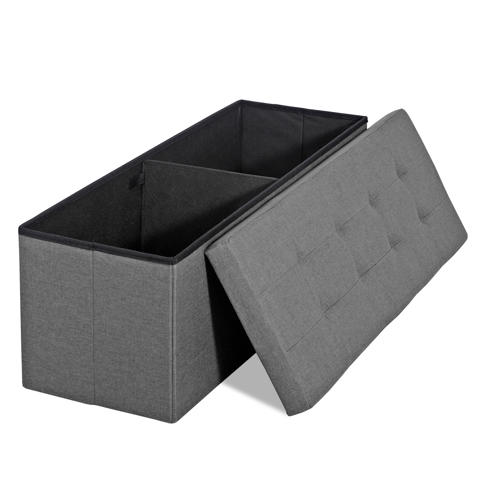 43" Storage Bench Folding Footrest Stool Toy Chest for Living Room Grey 18lbs