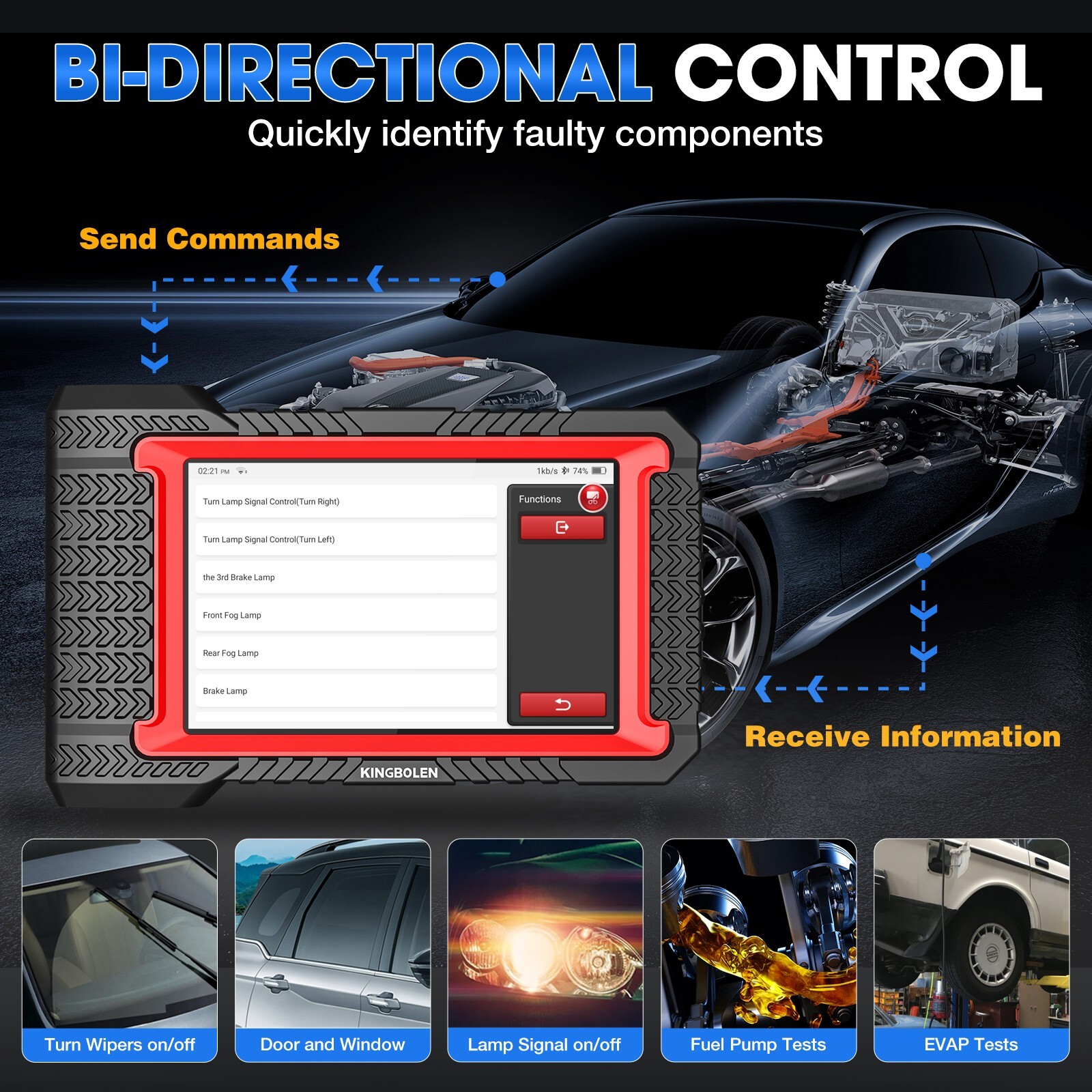KINGBOLEN K7 Car OBD2 Scanner Full System Diagnostic Key Coding Bidirectional
