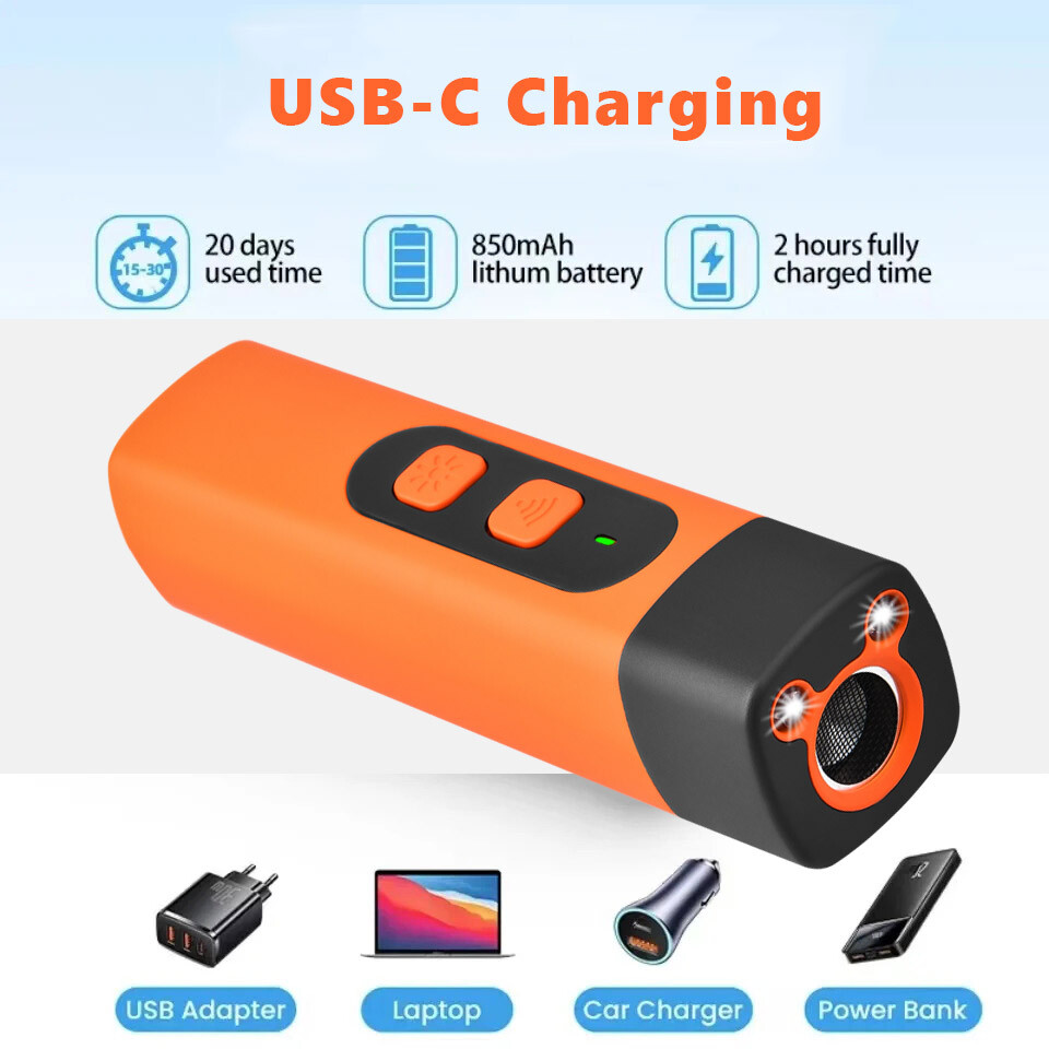 Handheld Ultrasonic Dog Training Anti-Barking Deterrent Silencer Flashlight 50Ft