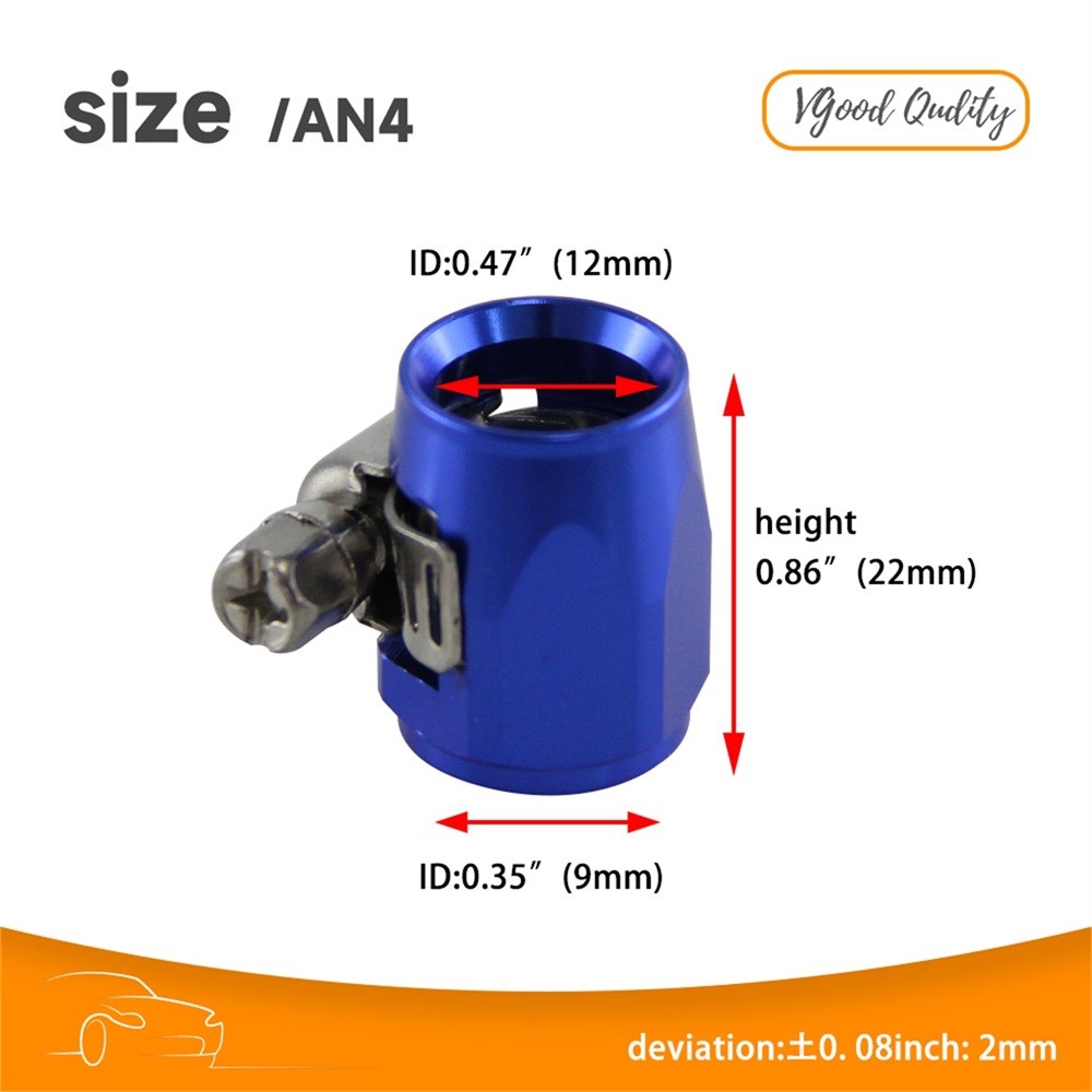 4PCS 4AN AN4 5/16" 13mm ID Fuel Hose Line End Cover Clamp Finisher Fitting Blue