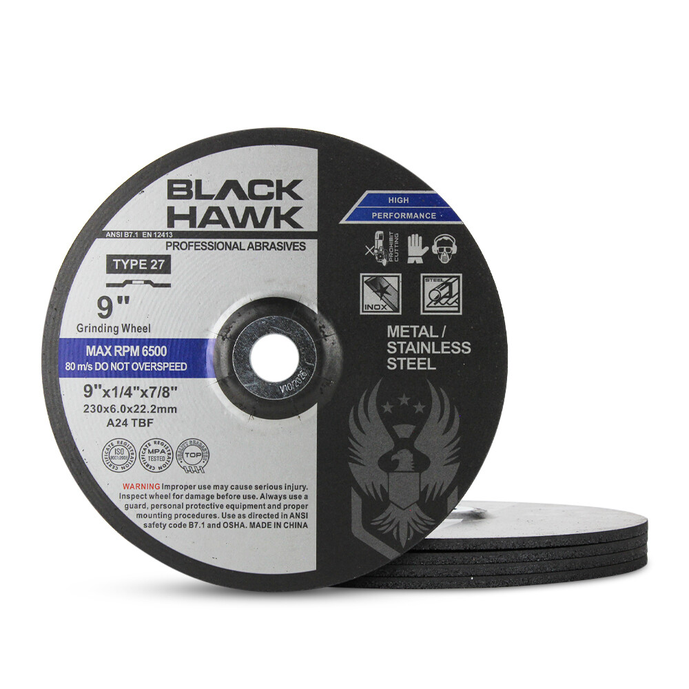 25 Pack - BHA 9" x 1/4" x 7/8" Metal Grinding Wheels T27 Discs for Angle Grinder