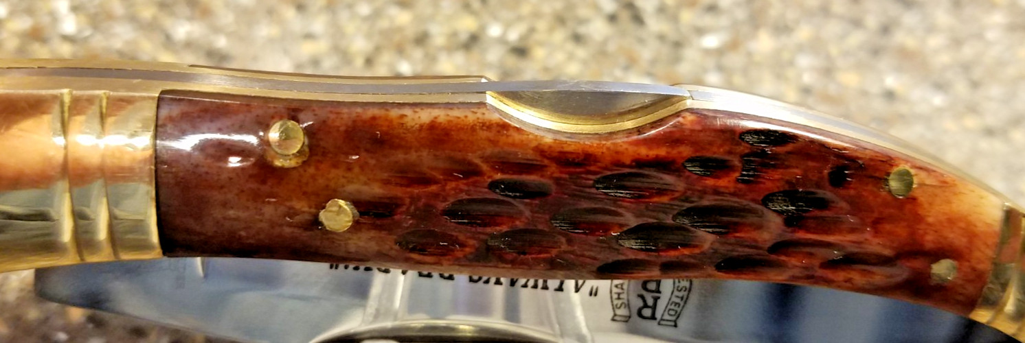 Rough Rider RR204, Brown Jigged Bone Texas Toothpick Lockback, 4-1/8", NEW, 2000