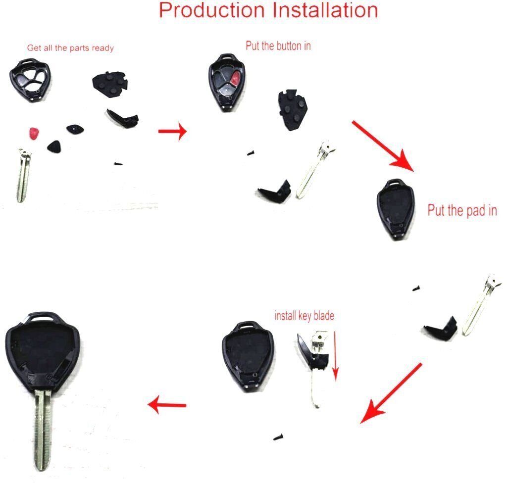 TOYOTA Camry 2006-2012 Remote Key Shell Repair Kit DIY NO Locksmith Needed A+