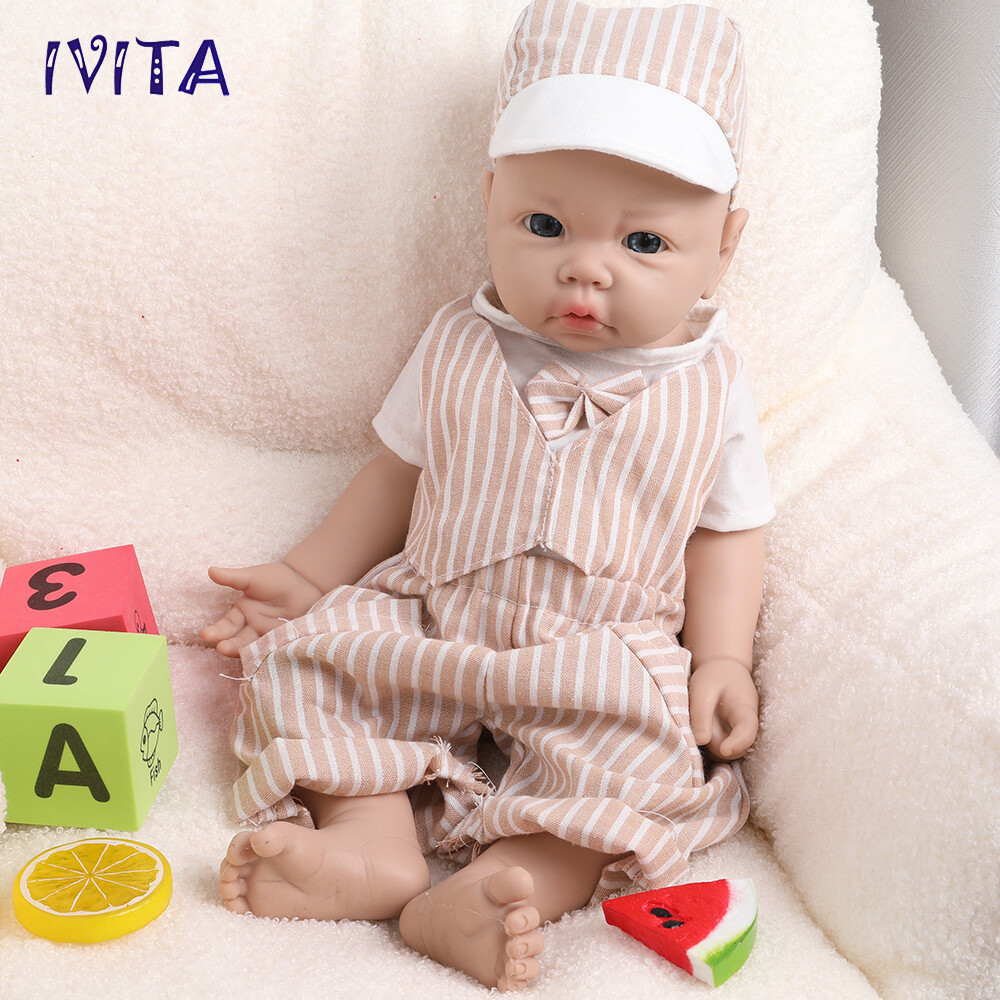 IVITA 17" Soft Silicone Reborn Baby Boy and Girl Newborn Squishy Silicone Doll