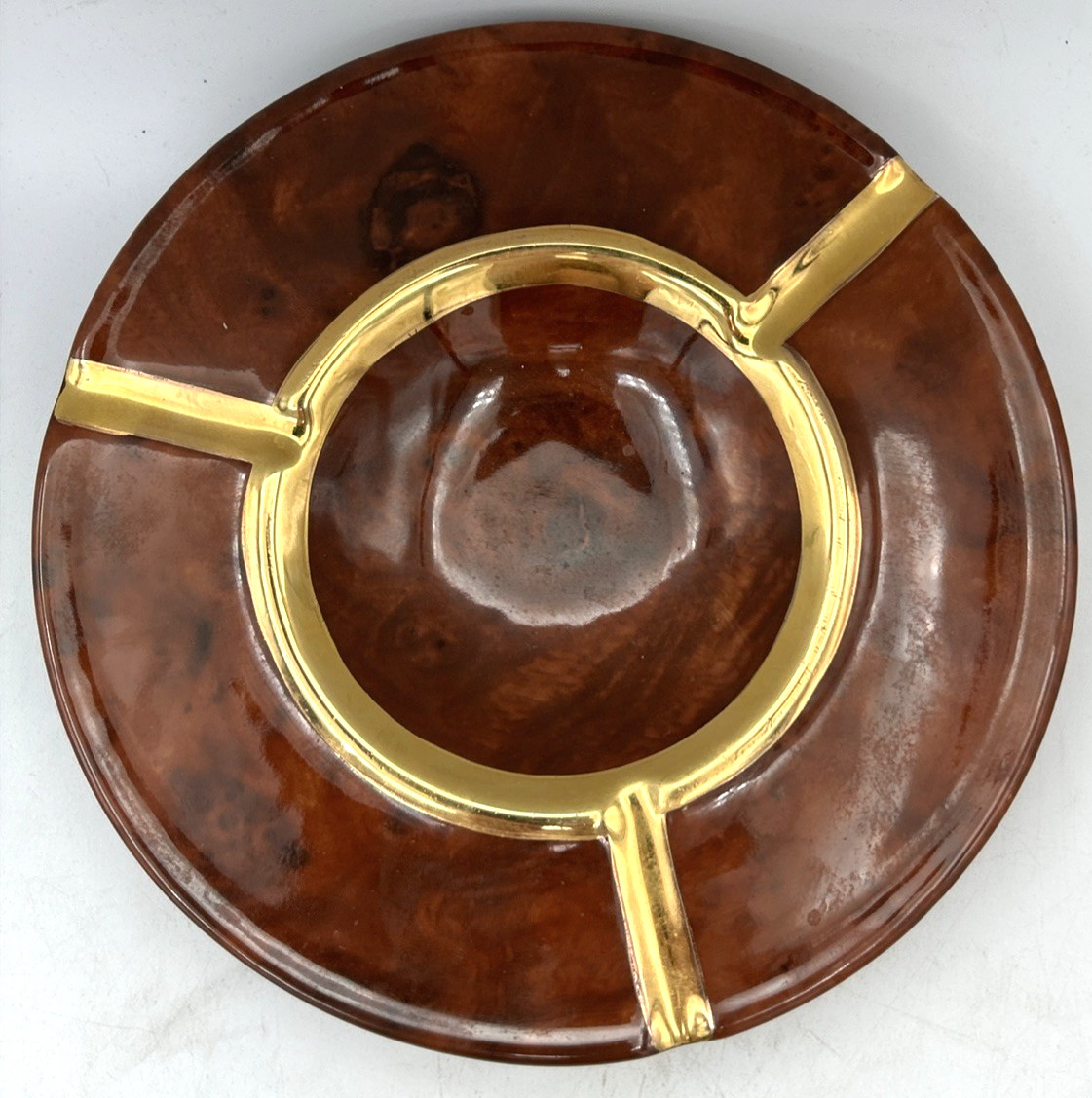 Ceramica Yapacanch Ashtray Brown And Gold Colored W 7 7/8”X H 1 3/8”