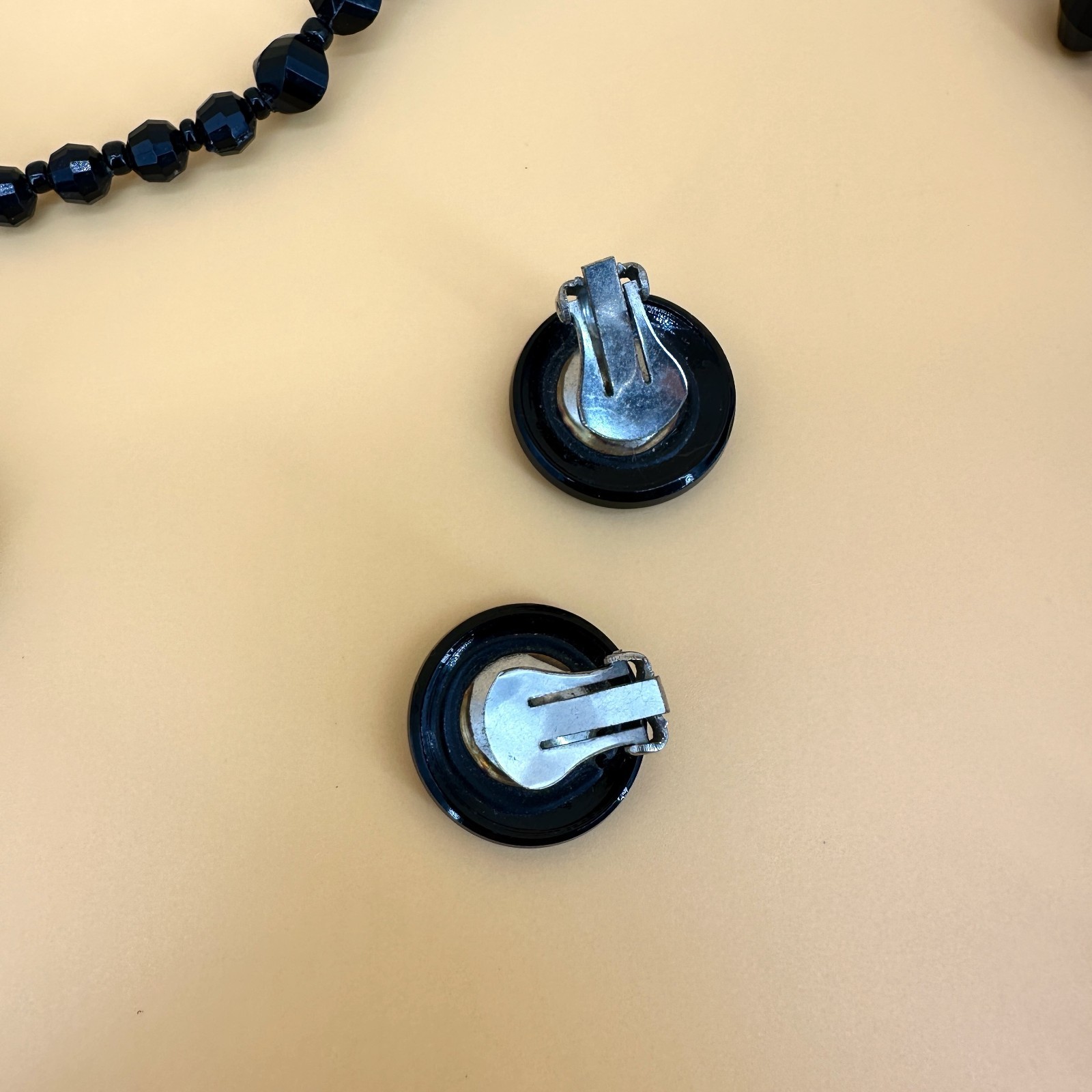 Vintage Black Acrylic Mix Jewelry Lot Earrings Necklaces Bracelets Faceted Bead