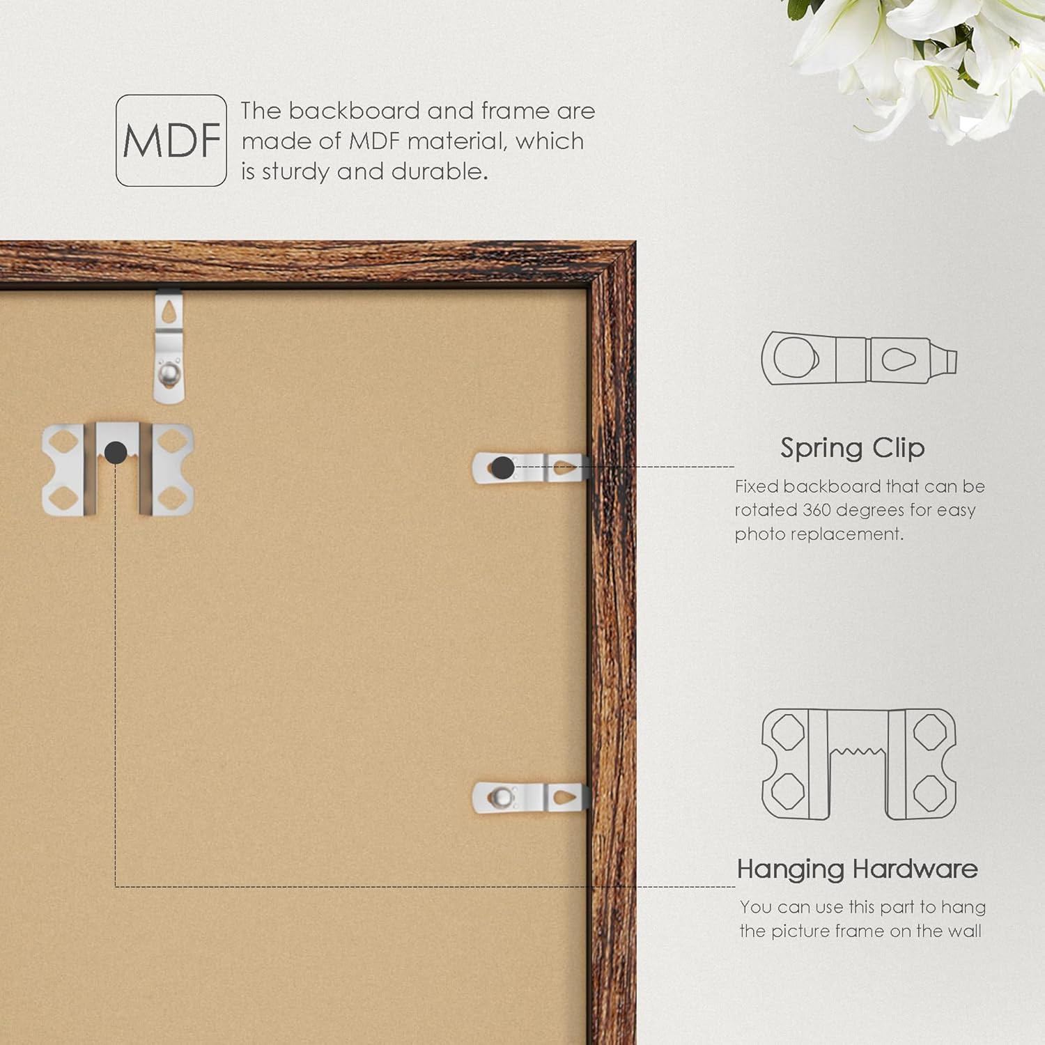 11X17 Picture Frame Brown, Classic Poster Frame for Horizontal or Vertical Wall