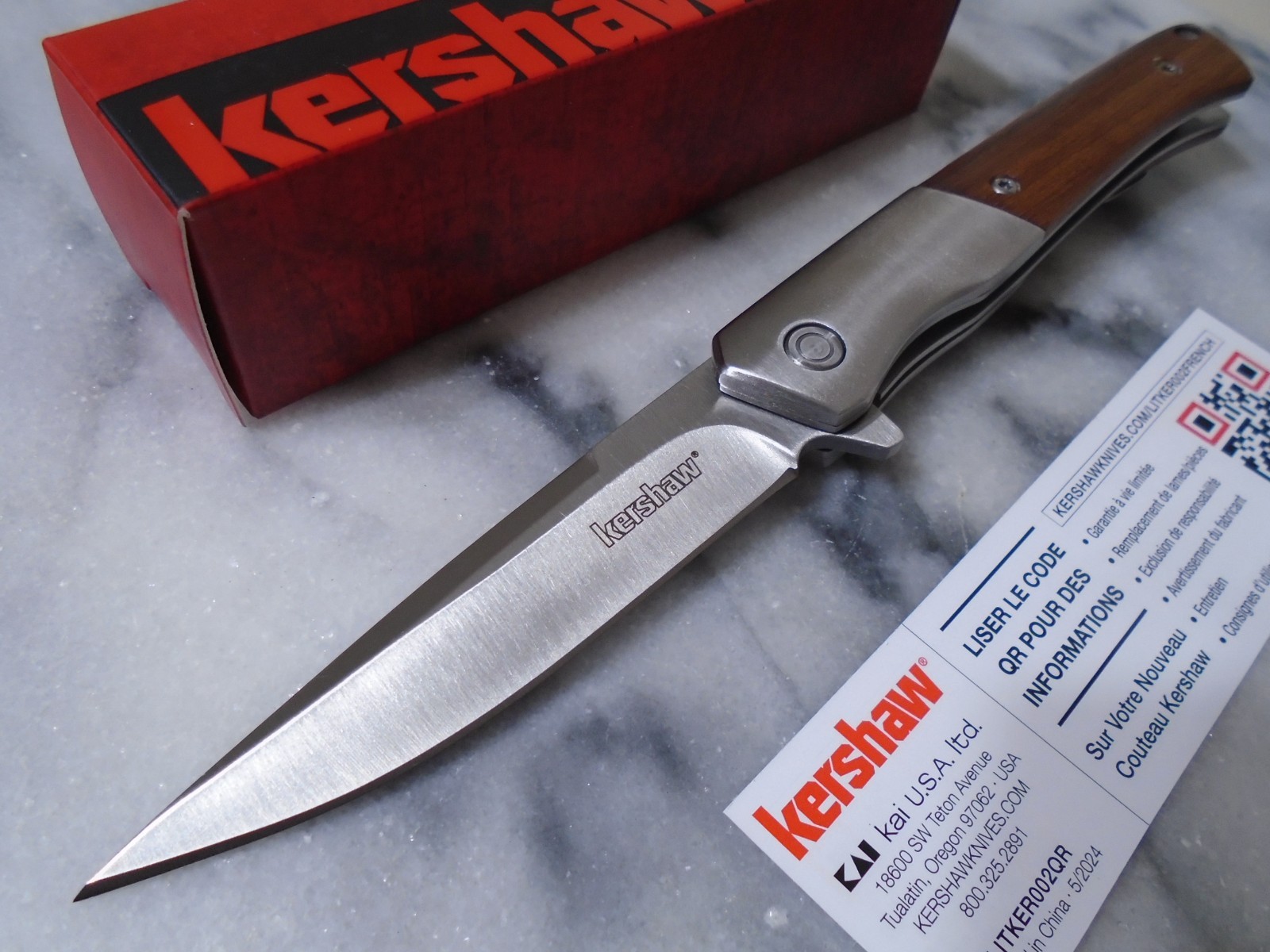 Kershaw Enhance Assisted Open Pocket Knife 8Cr13MoV Fancy Wood Folder 1419 New