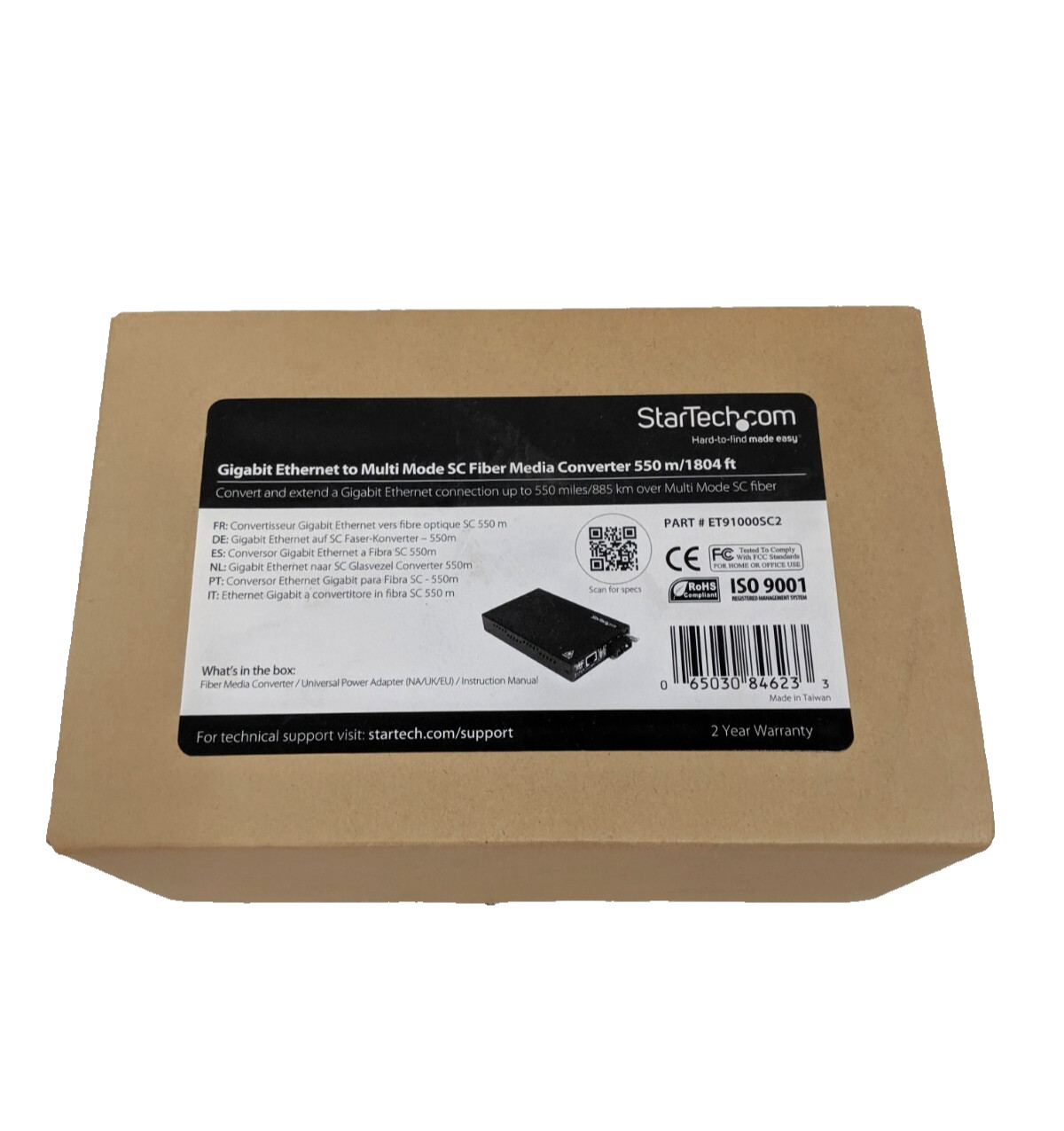 StarTech ET91000SC2 Gigabit Ethernet Multi Mode Fiber Media Converter SC 550m
