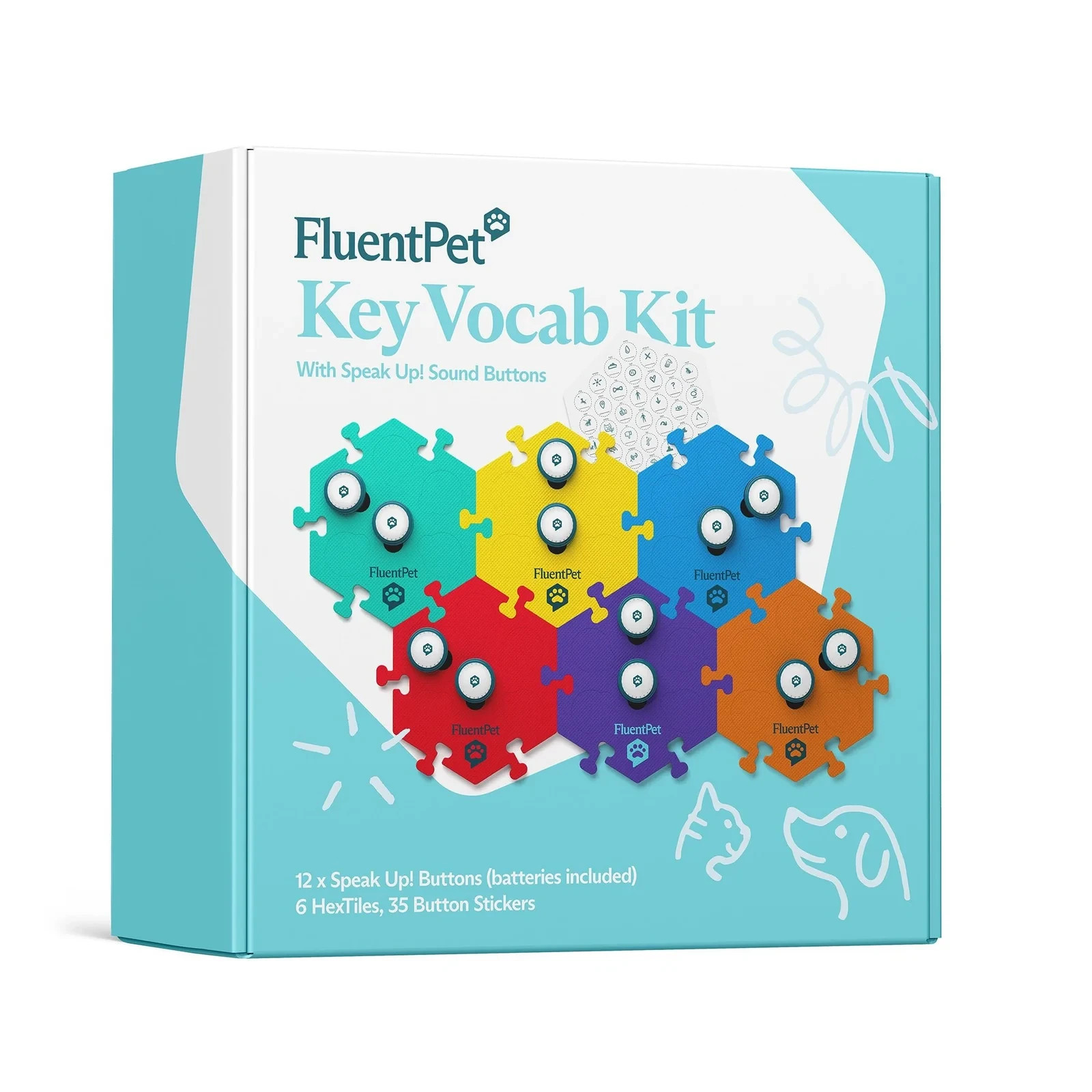 FluentPet Key Vocabulary – 12 Buttons + 6 Tiles – New Box – Excellent Condition