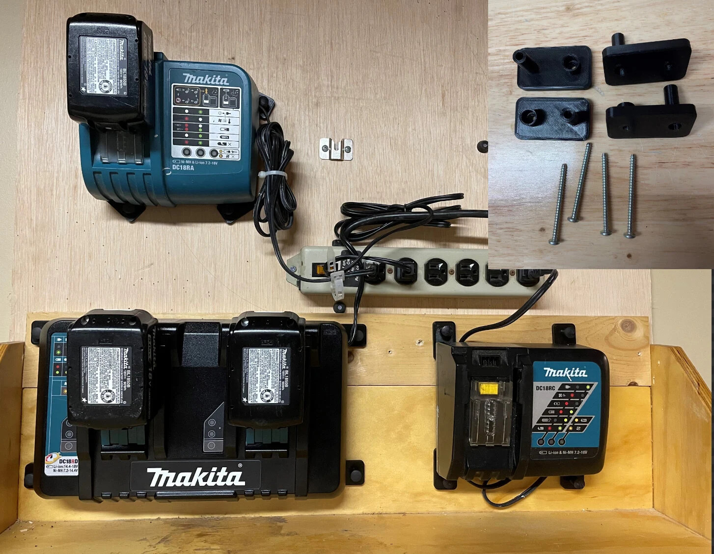 Wall Mount for Makita Battery Charger Holder 18V W/ Screws Single&Double Charger