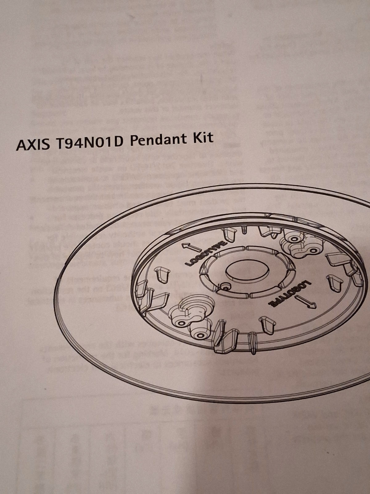 AXIS T94N01D Pendant Kit Camera housing mounting kit pendant mountable 01513-001