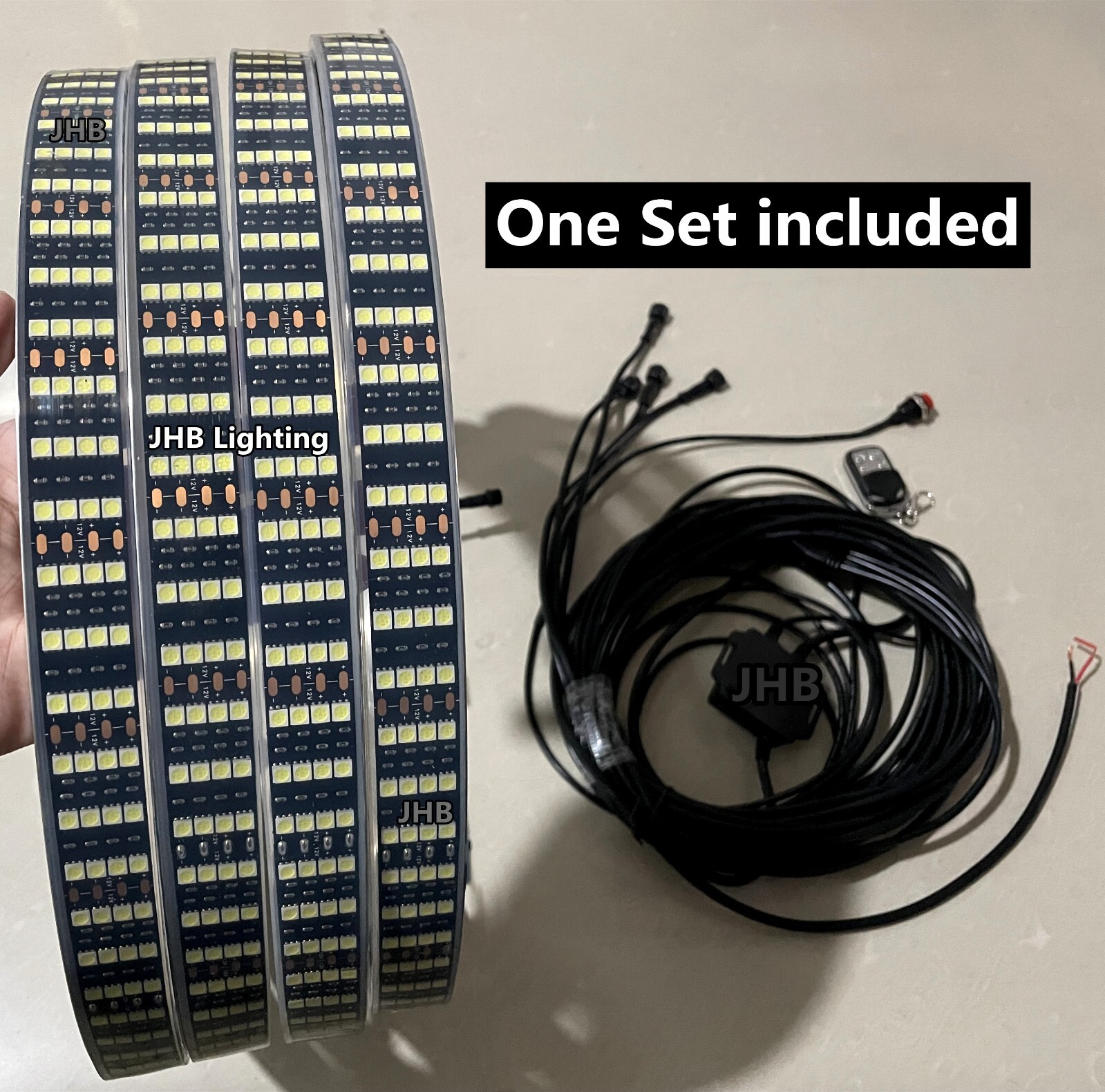 Set with (4) 17.5" QUAD ROW Strobes PURE WHITE Car Truck LED Wheel Rim Lights