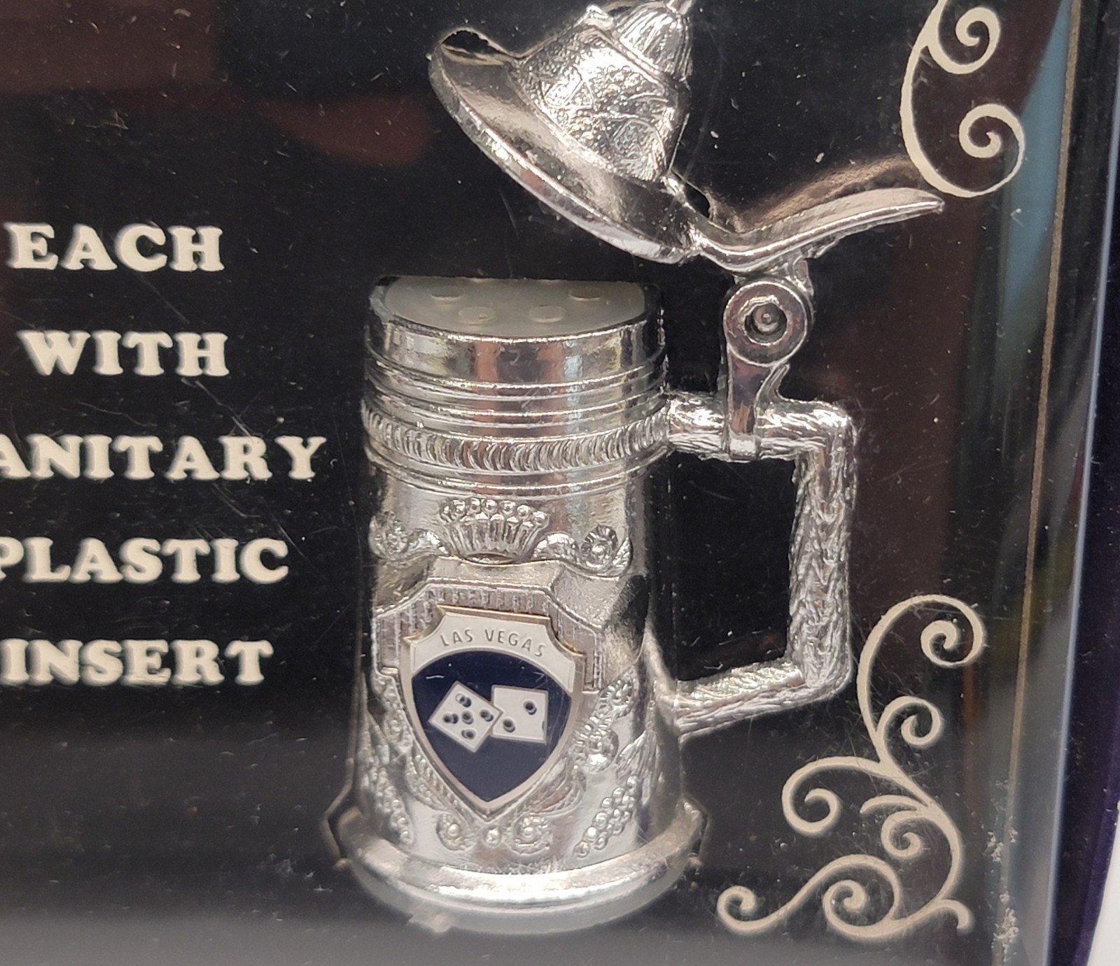 Vintage Las Vegas Dice Metal Beer Stein/ Tankard Salt & Pepper Shaker Set