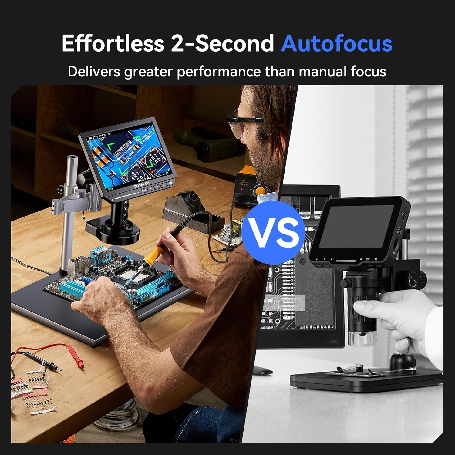 TOMLOV 4K Digital Microscope Autofocus TM4K-AF Max 10.1" HDMI with Spin Flex Arm