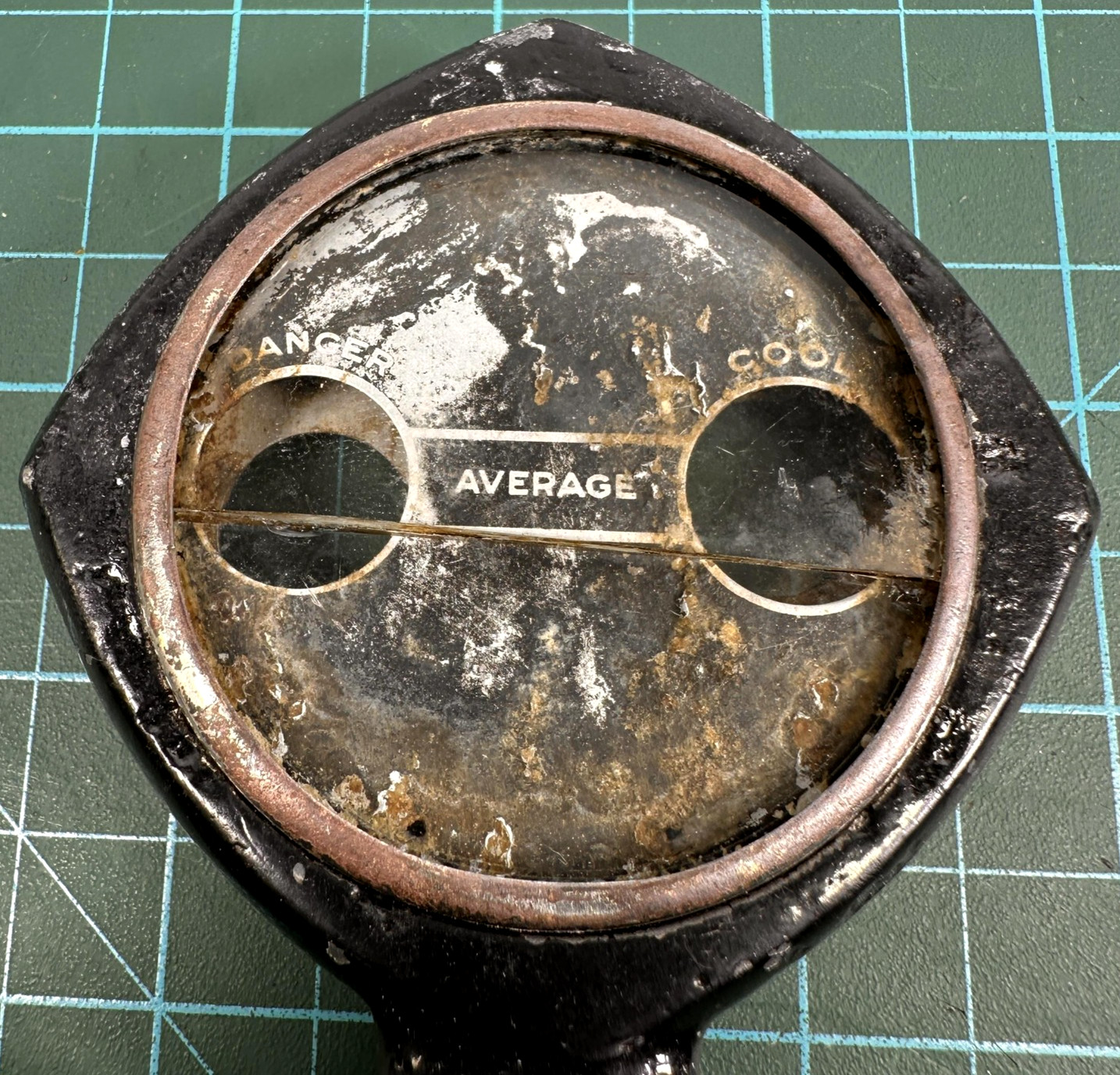 Antique Moore Motor Semaphore Car Hood Ornament Temp Gauge Danger Cool Average