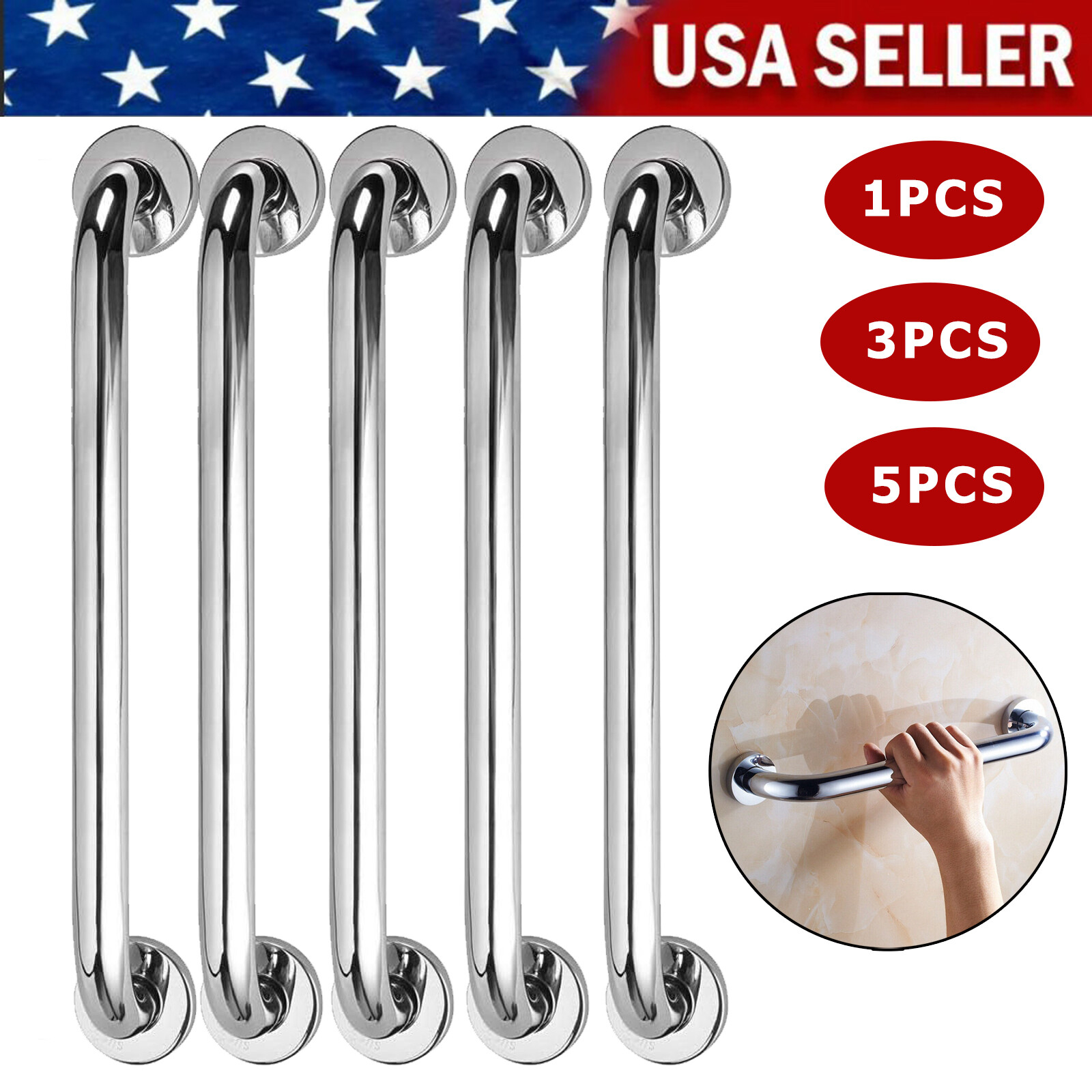 1/3/5PCS Stainless Steel Grab Bar Bathroom Safety Handicap Shower Tub Handle New