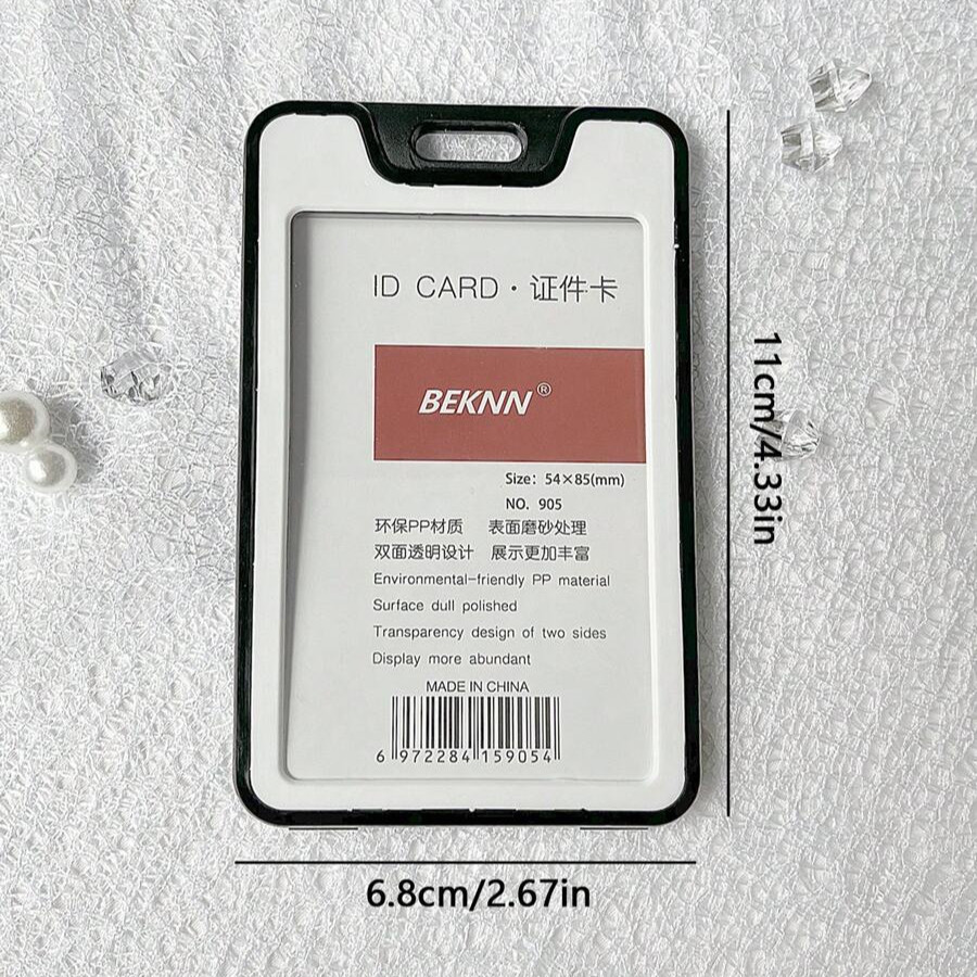 ID Badge Holder with Double-Sided Windows Hard Plastic Vertical ID Card Holder