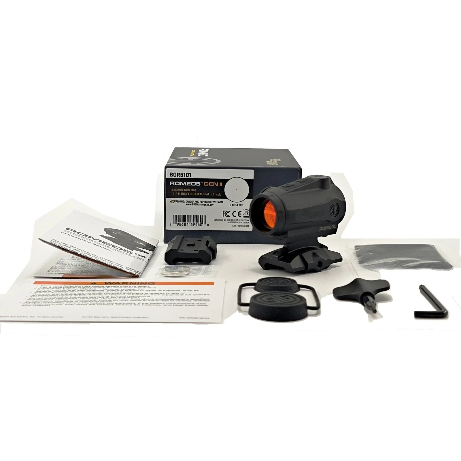 SIG SAUER ROMEO5 Gen II Reflex 1x20mm Compact 2 MOA GREEN Dot Sight w/ Mount