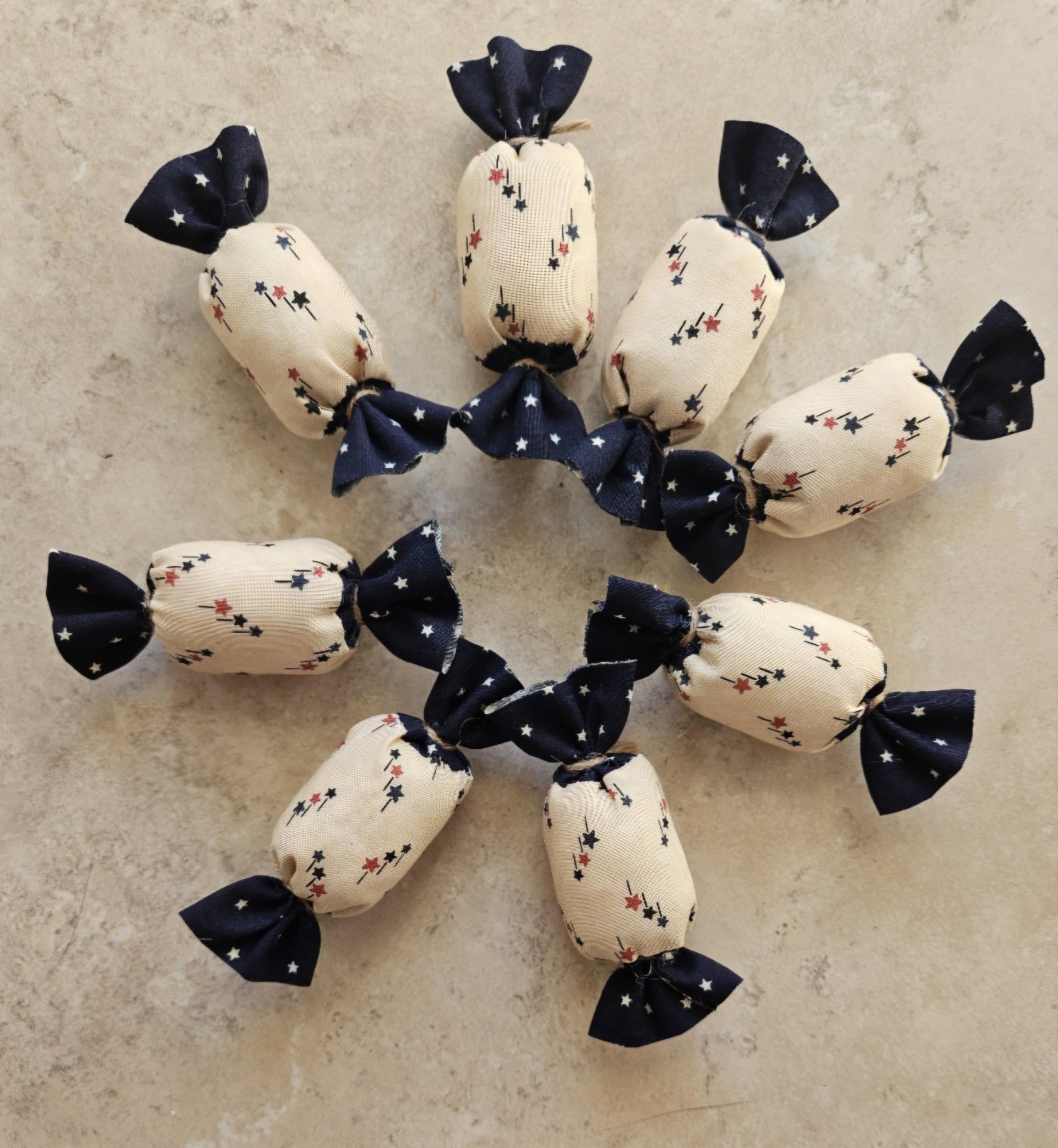 Bowl Filler Americana Patriotic Ornie Fabric 8 Pcs Candy Tier Tray Fabric Decor