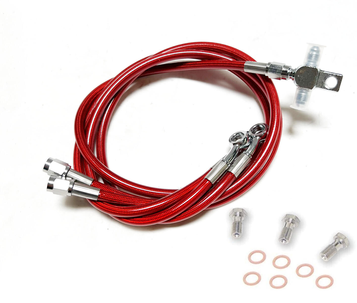 Streamline +2" Extended Steel Braided Front Brake Line Kit Red TRX450R TRX 450ER